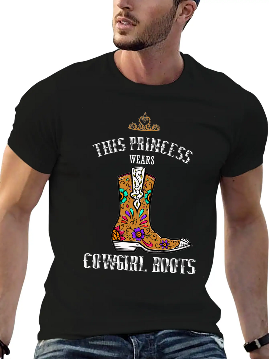 Forget Glass Slippers Princess Wears Cowboy Boots Basic Graphic T-Shirt – Daily Comfort In Soft Cotton