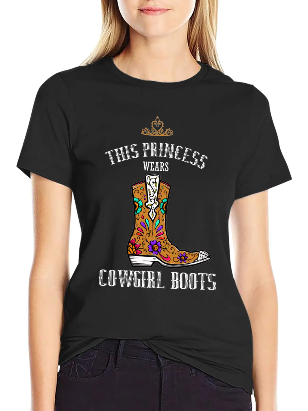 Forget Glass Slippers Princess Wears Cowboy Boots Basic Graphic T-Shirt – Daily Comfort In Soft Cotton