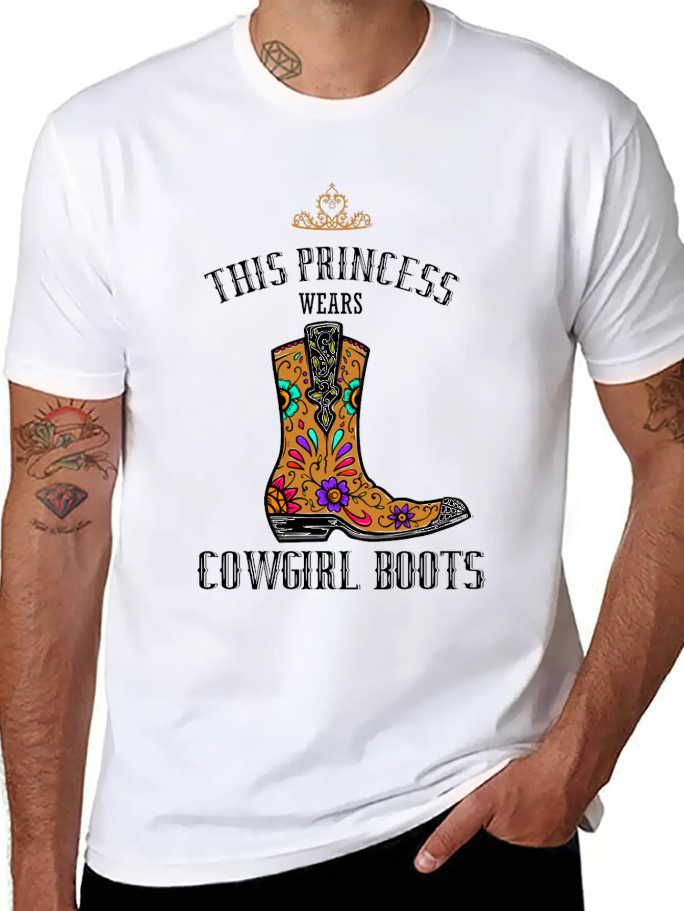 Forget Glass Slippers Princess Wears Cowboy Boots Basic Graphic T-Shirt – Daily Comfort In Soft Cotton