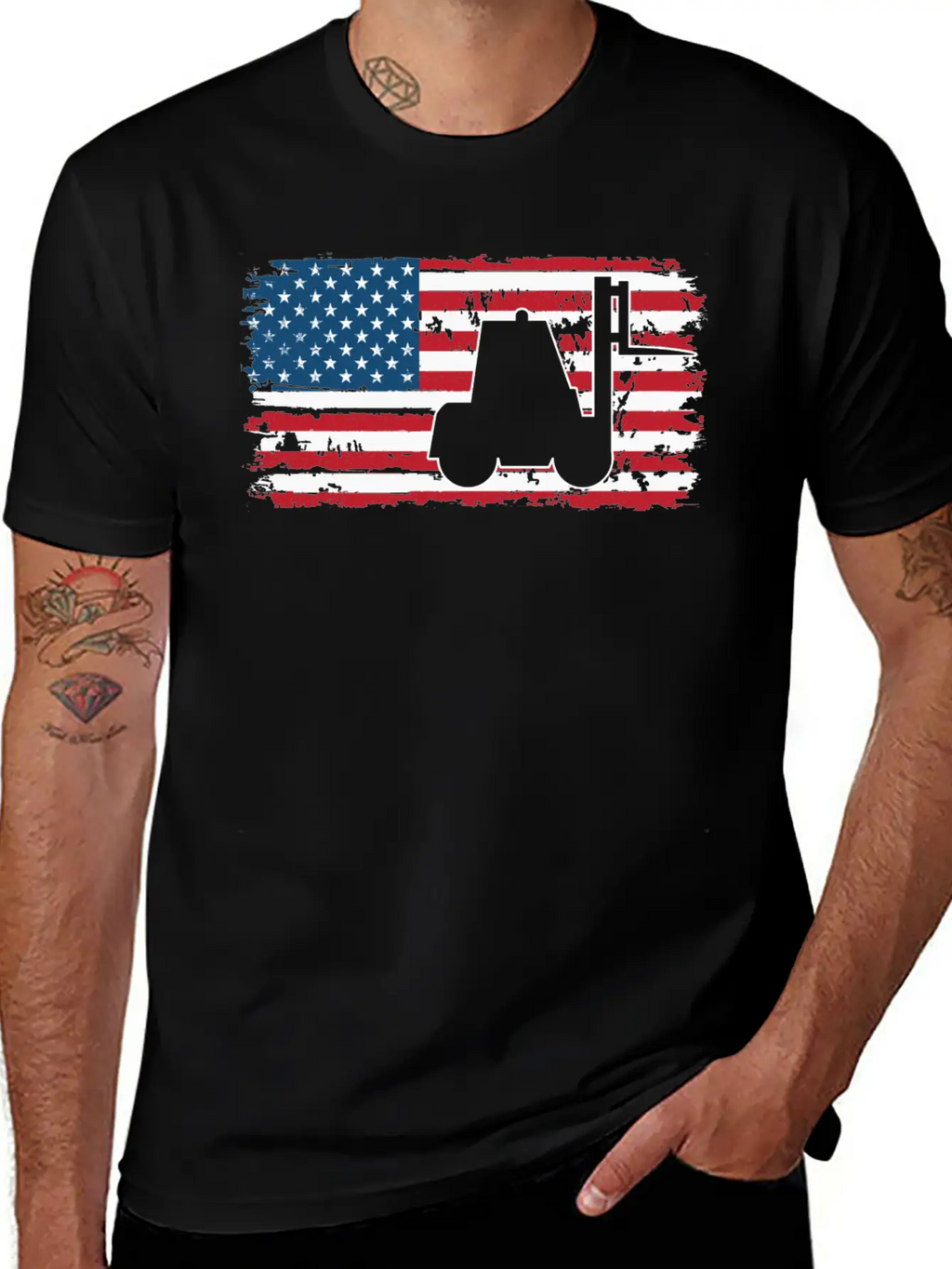 Forklift Driver Usa Flag Basic Graphic T-Shirt – Daily Comfort In Soft Cotton