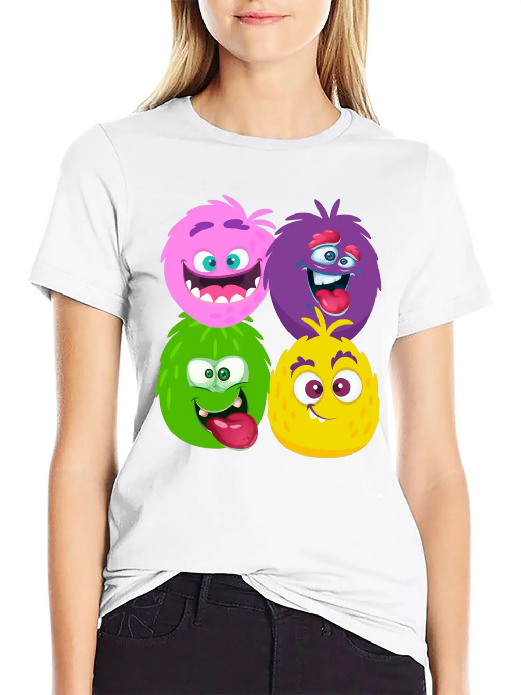 Four Weird Monster Faces Unisex Casual T-Shirt – Clean Design For Daily Comfort