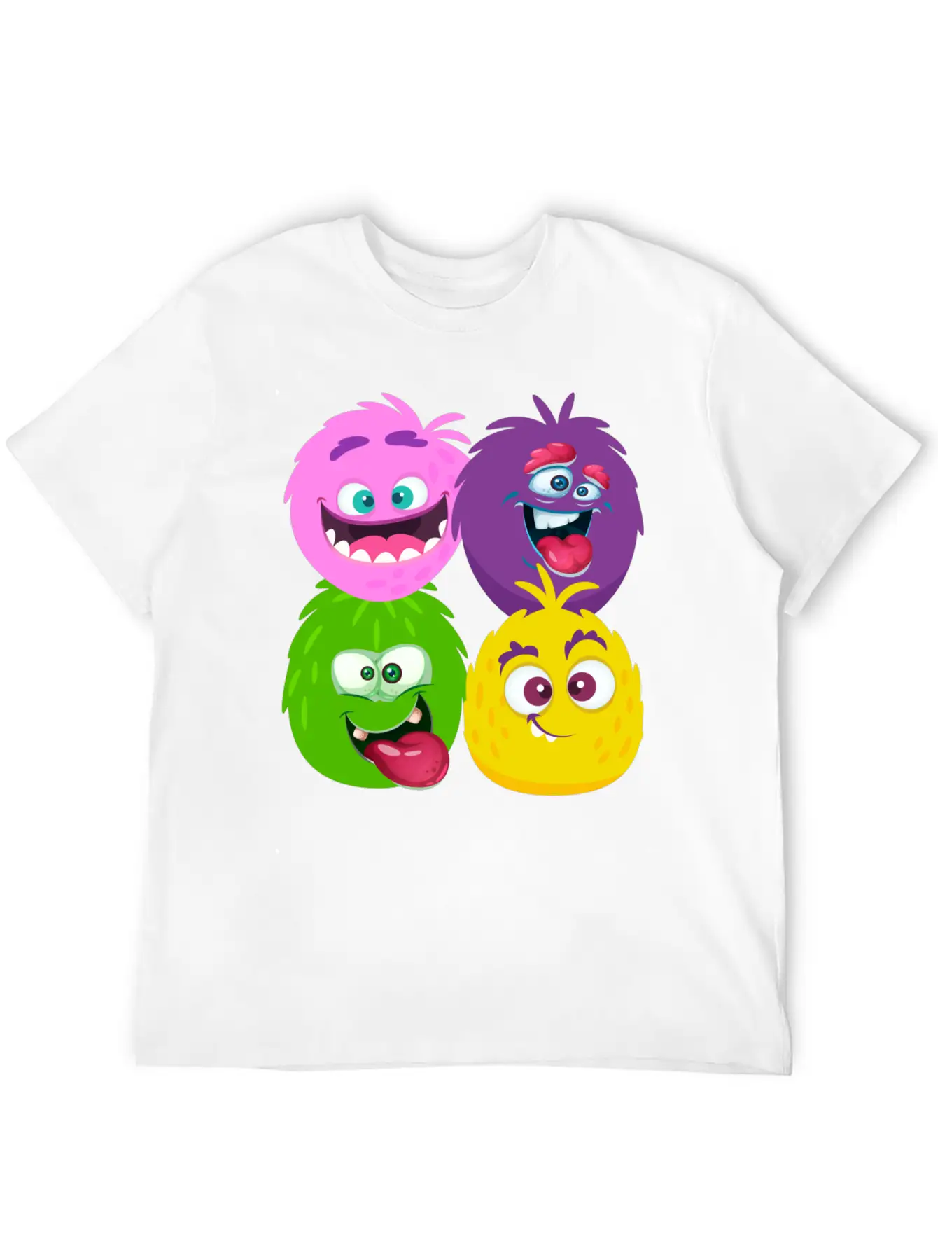Four Weird Monster Faces Unisex Casual T-Shirt – Clean Design For Daily Comfort