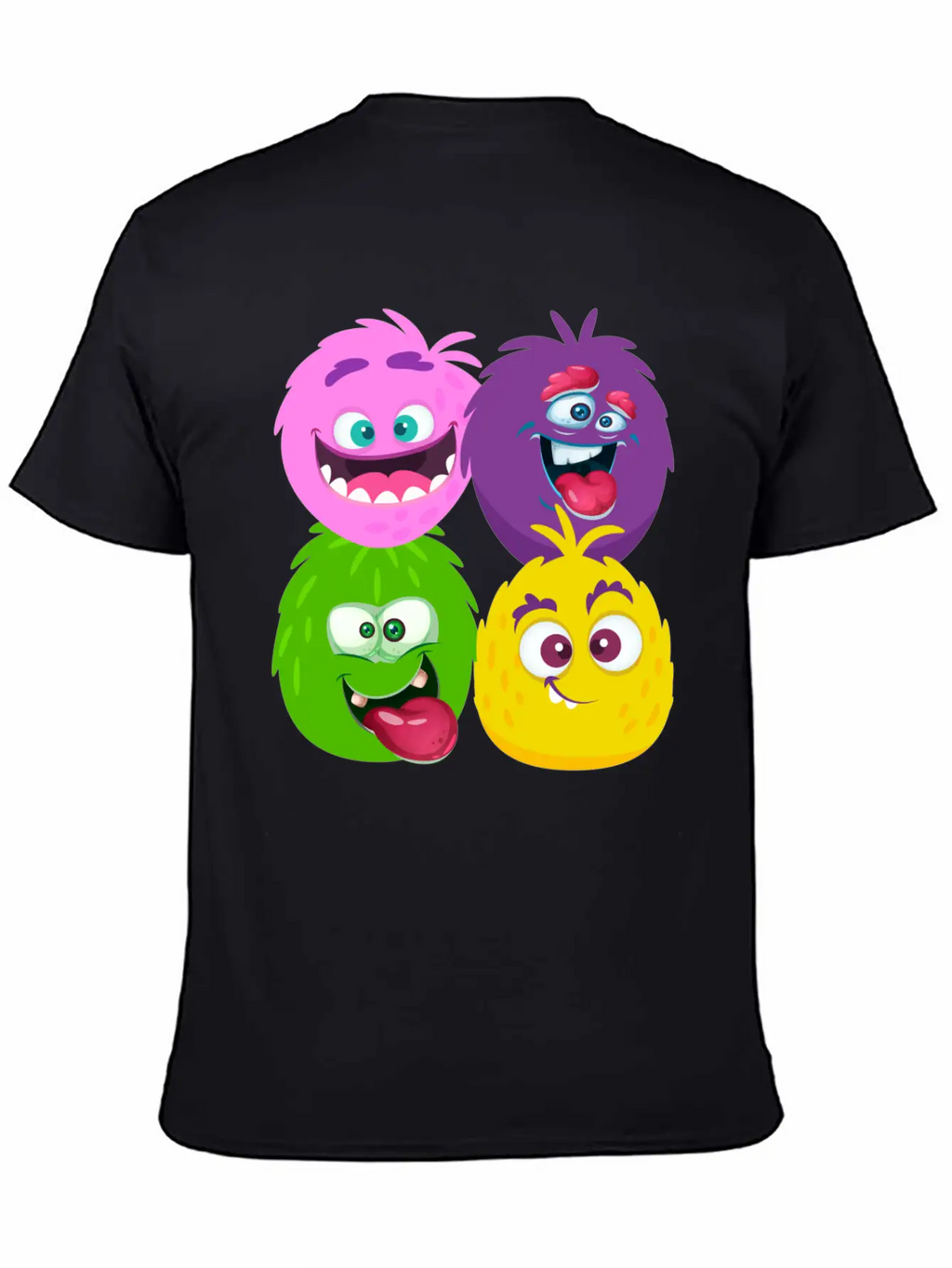 Four Weird Monster Faces Unisex Casual T-Shirt – Clean Design For Daily Comfort