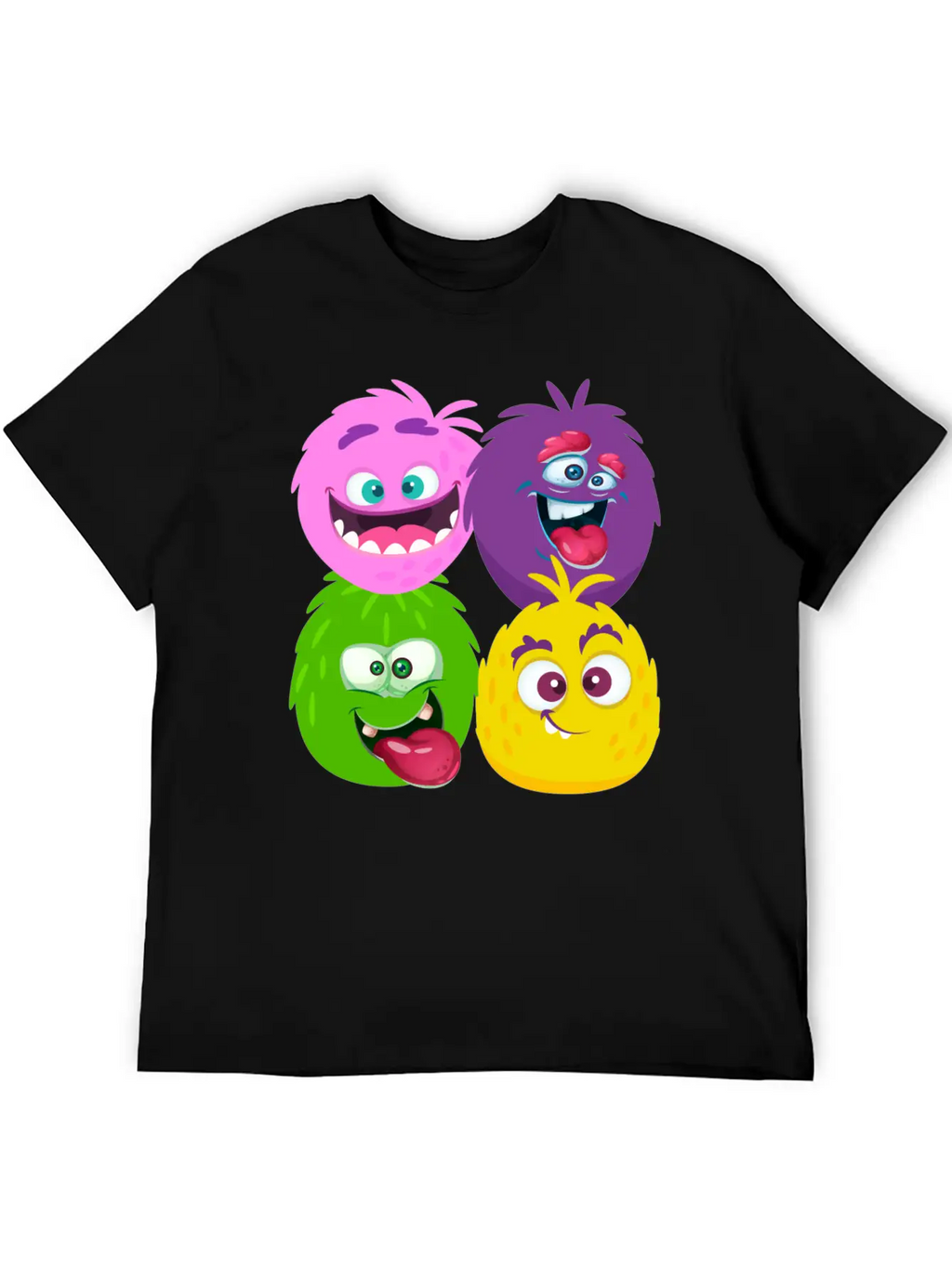 Four Weird Monster Faces Unisex Casual T-Shirt – Clean Design For Daily Comfort