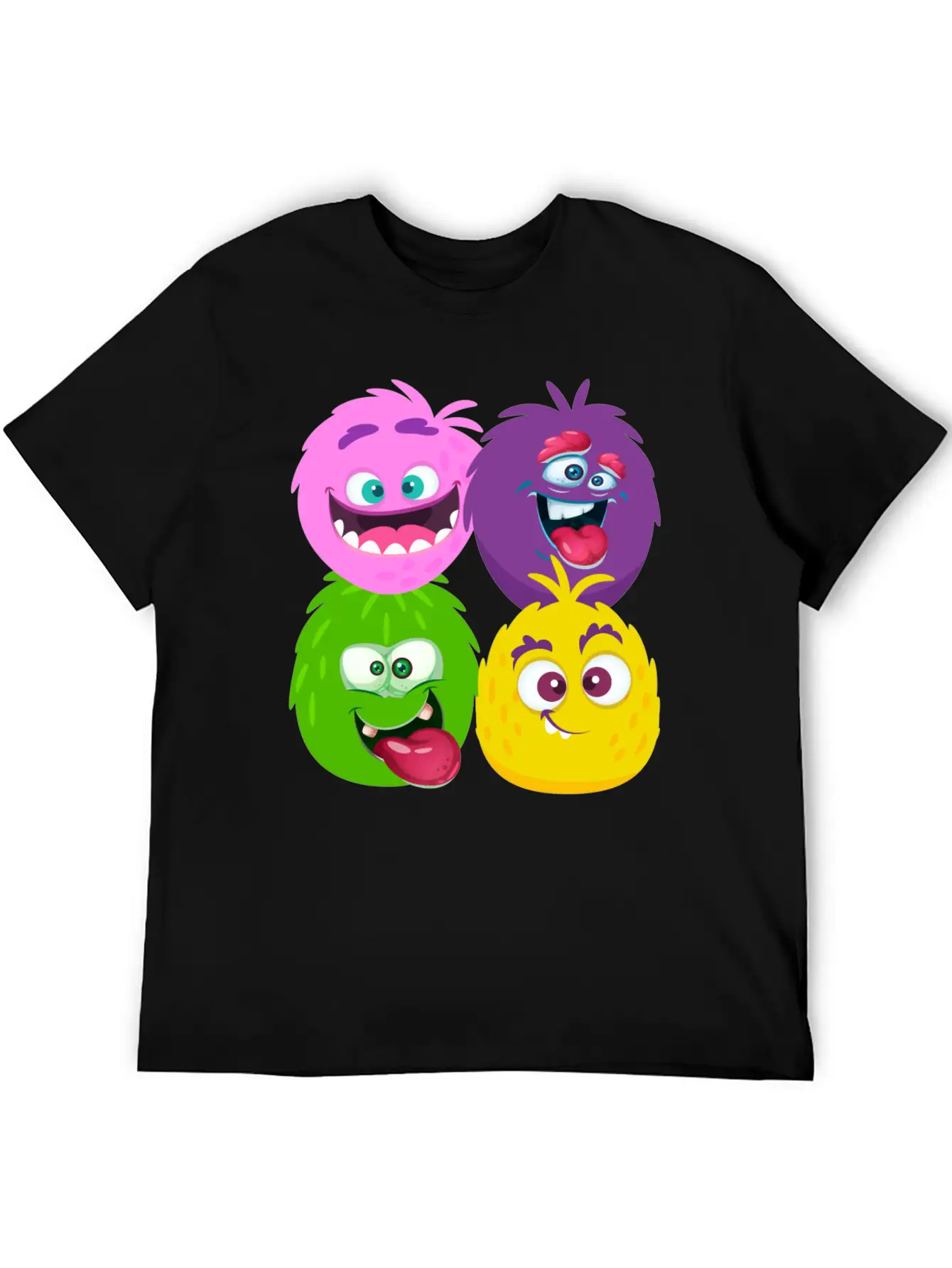 Four Weird Monster Faces Unisex Casual T-Shirt – Clean Design For Daily Comfort