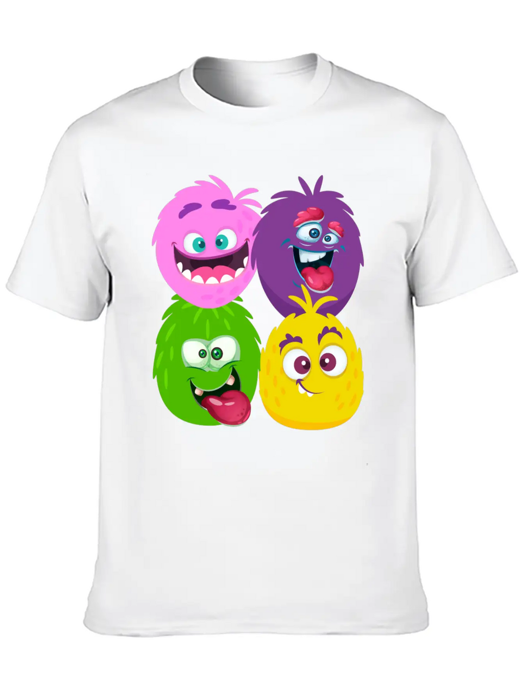 Four Weird Monster Faces Unisex Casual T-Shirt – Clean Design For Daily Comfort