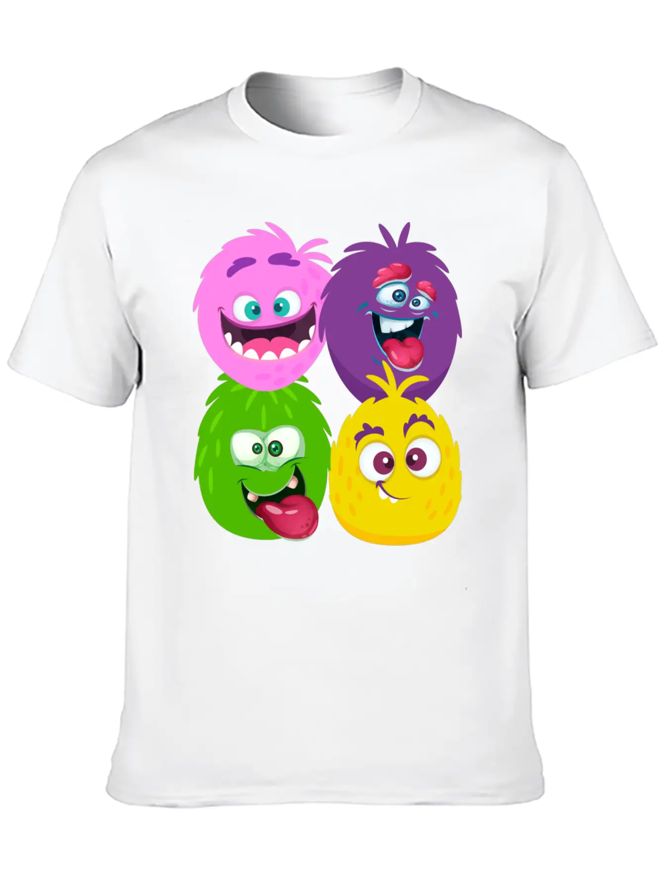 Four Weird Monster Faces Unisex Casual T-Shirt – Clean Design For Daily Comfort