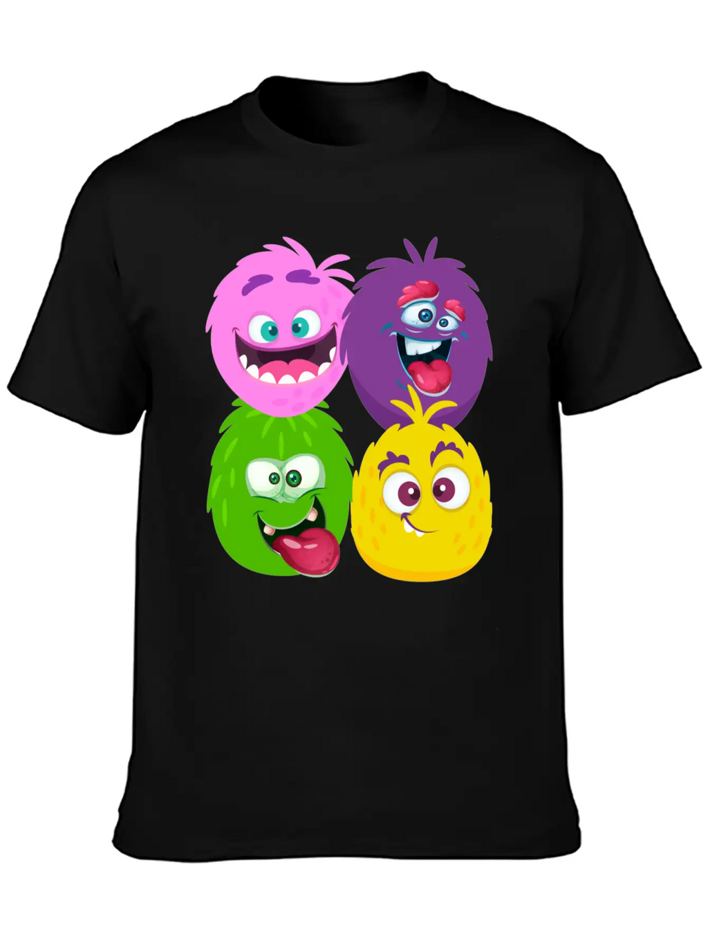 Four Weird Monster Faces Unisex Casual T-Shirt – Clean Design For Daily Comfort