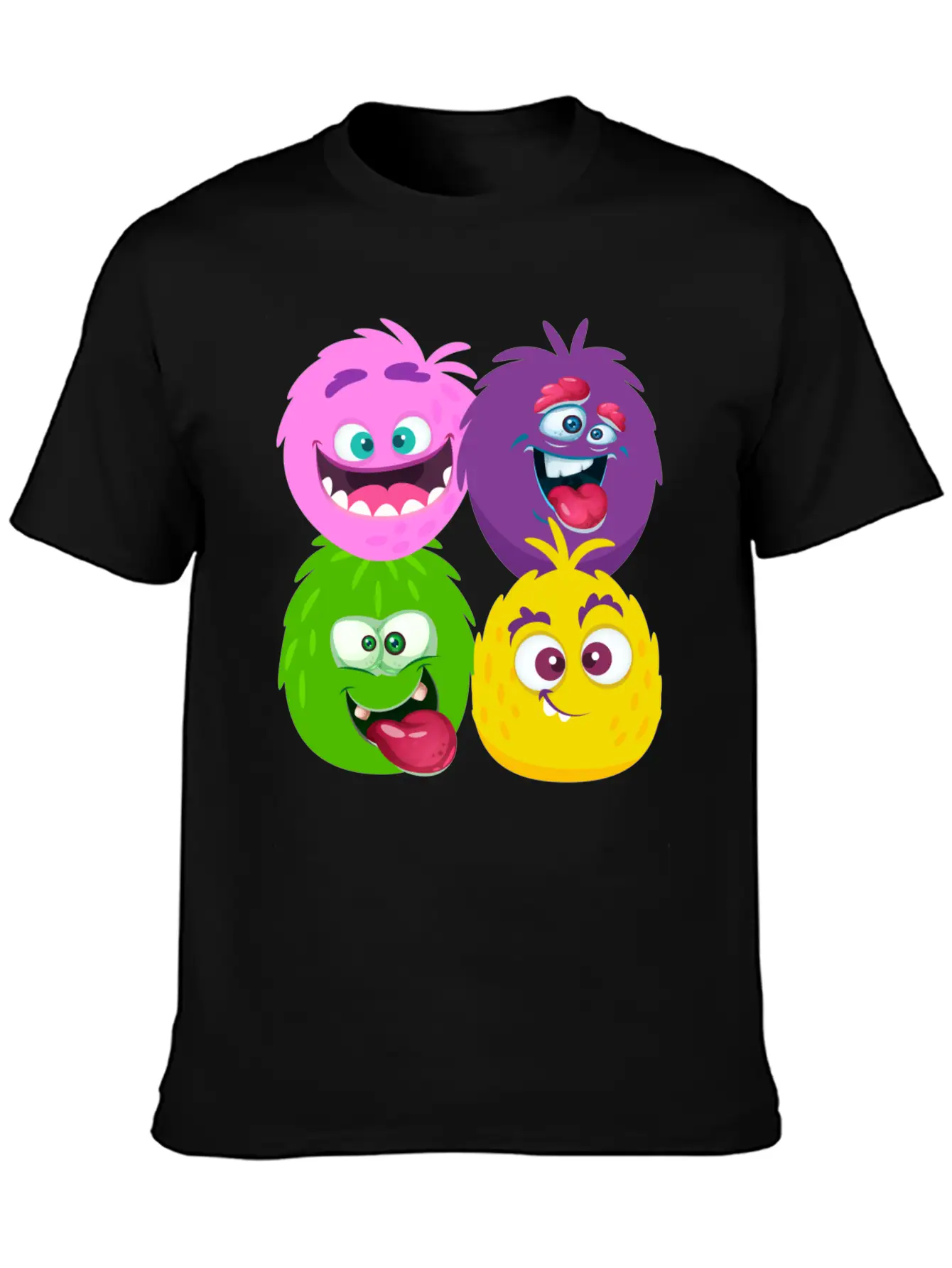 Four Weird Monster Faces Unisex Casual T-Shirt – Clean Design For Daily Comfort