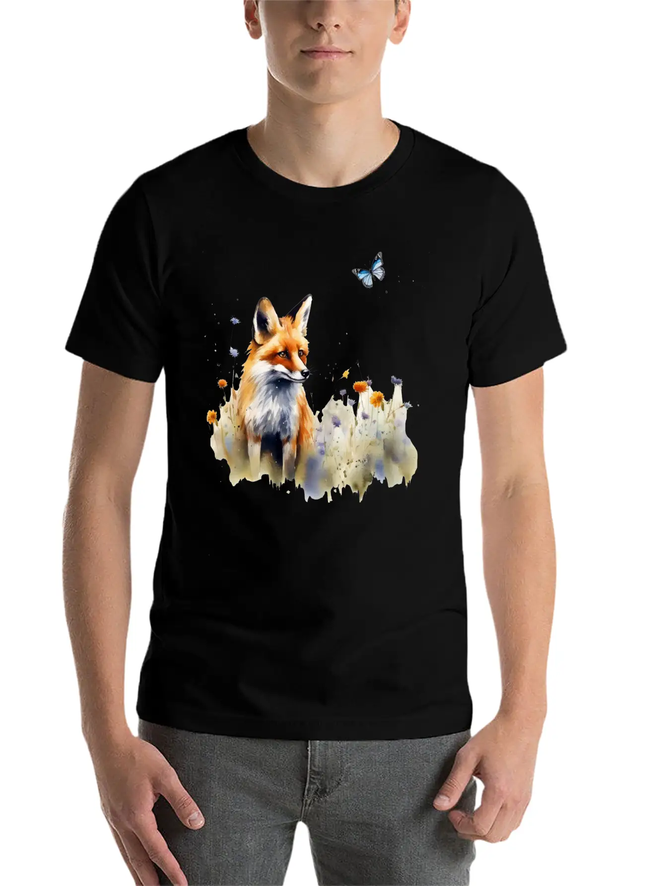 Fox In A Meadow Timeless Short Sleeve Tee – Comfy And Minimalist Design