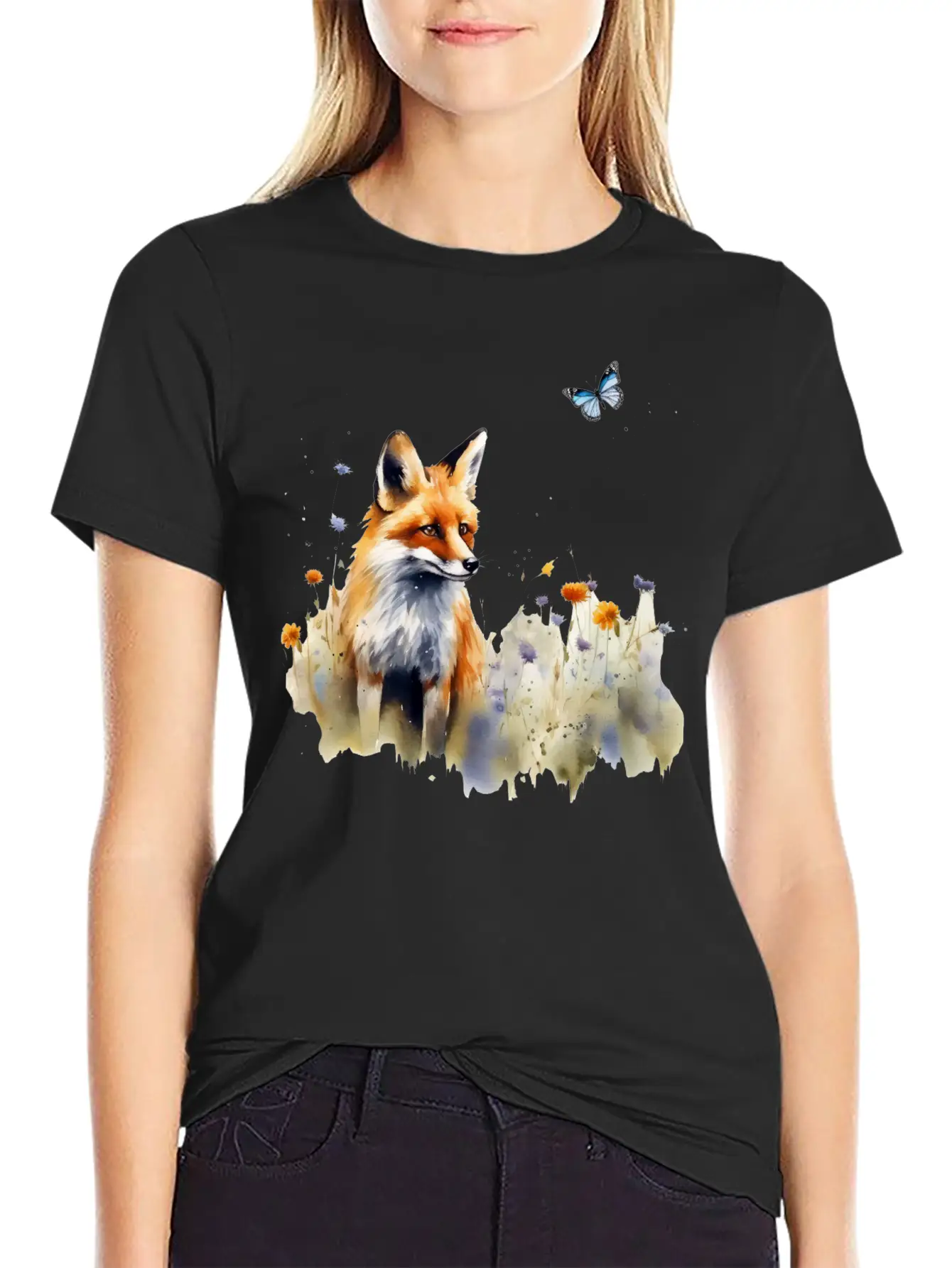 Fox In A Meadow Timeless Short Sleeve Tee – Comfy And Minimalist Design