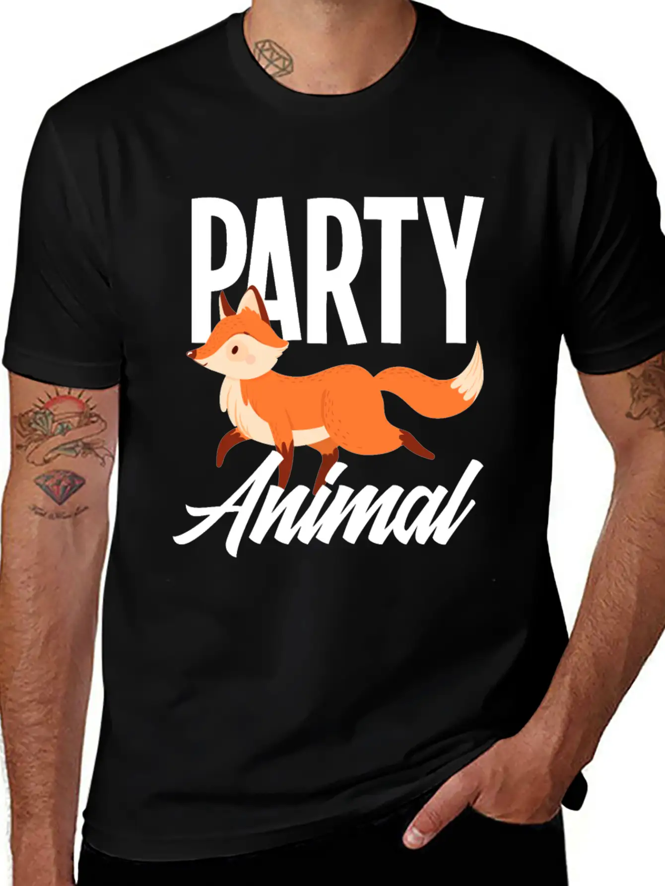 Fox Party Animal Fox Gift Essential Cotton Tee For Daily Outfits – Unisex Style