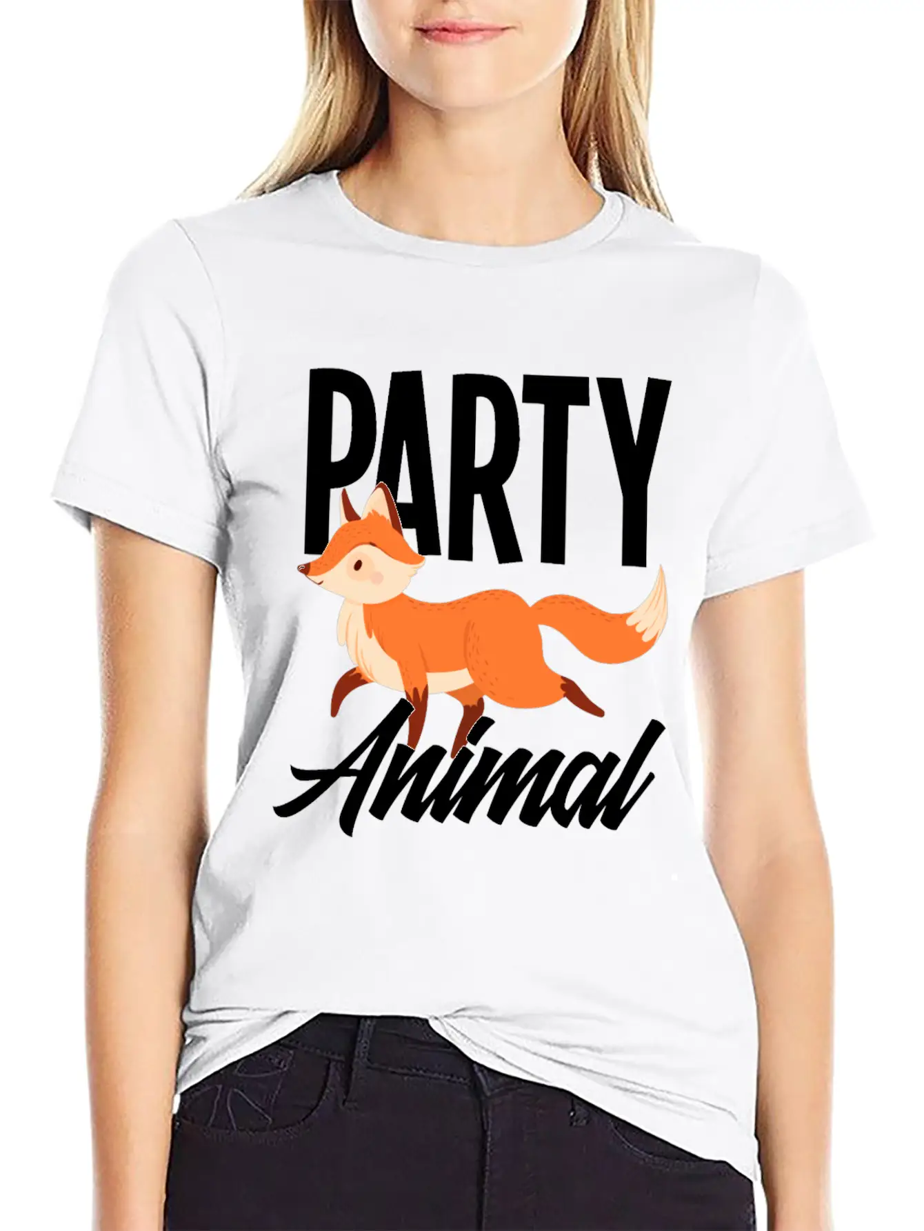 Fox Party Animal Fox Gift Essential Cotton Tee For Daily Outfits – Unisex Style