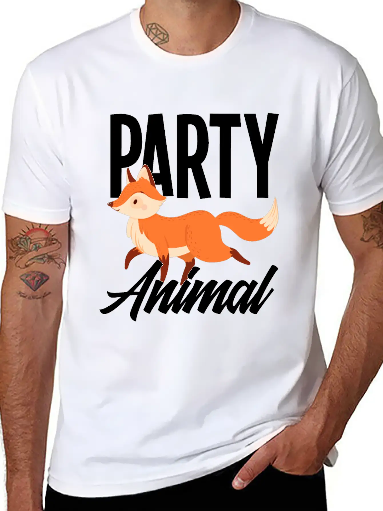 Fox Party Animal Fox Gift Essential Cotton Tee For Daily Outfits – Unisex Style