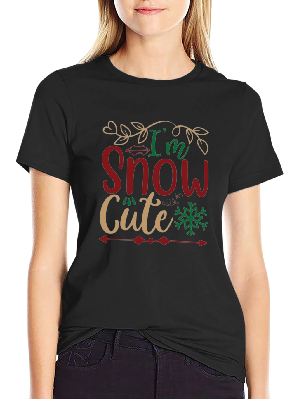 Im Snow Cute Black Graphic T-Shirt