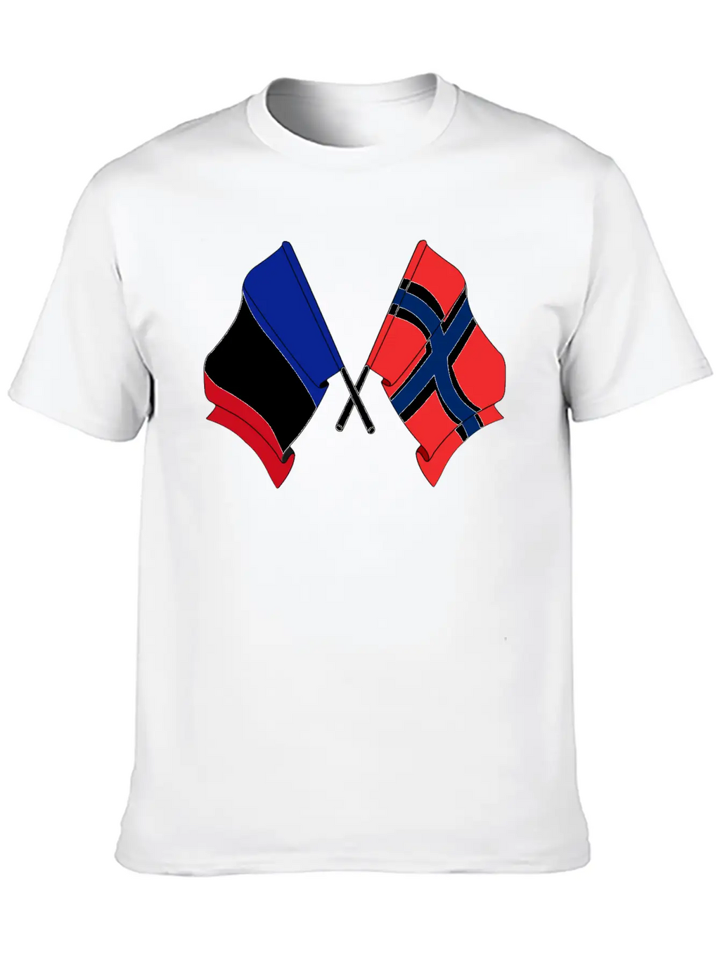 France Flag And Norway Flag Crossed Unisex Casual T-Shirt – Clean Design For Daily Comfort