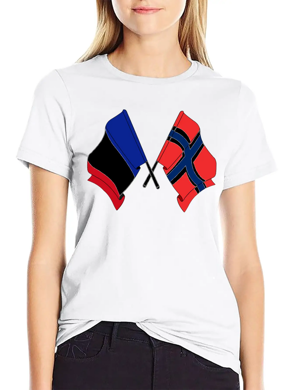 France Flag And Norway Flag Crossed Unisex Casual T-Shirt – Clean Design For Daily Comfort
