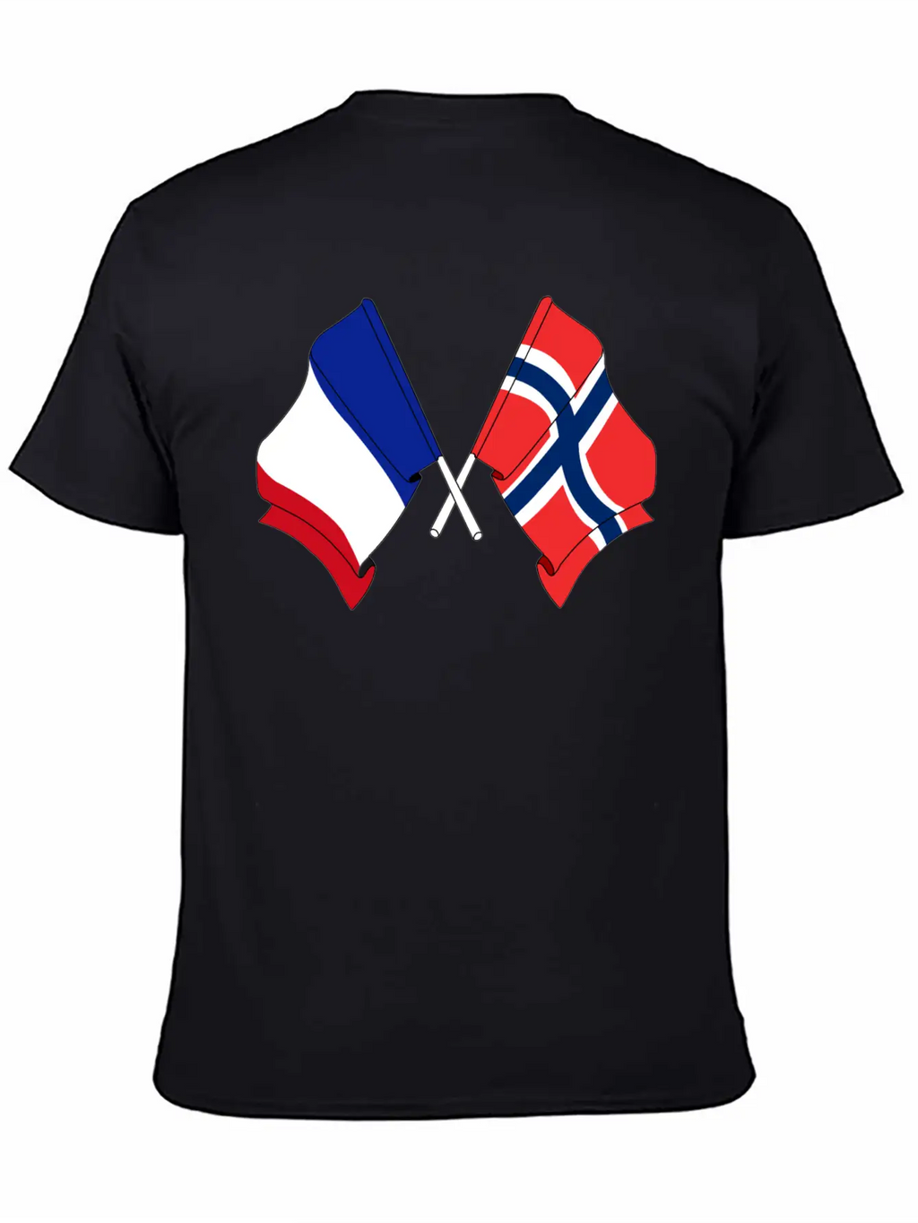 France Flag And Norway Flag Crossed Unisex Casual T-Shirt – Clean Design For Daily Comfort