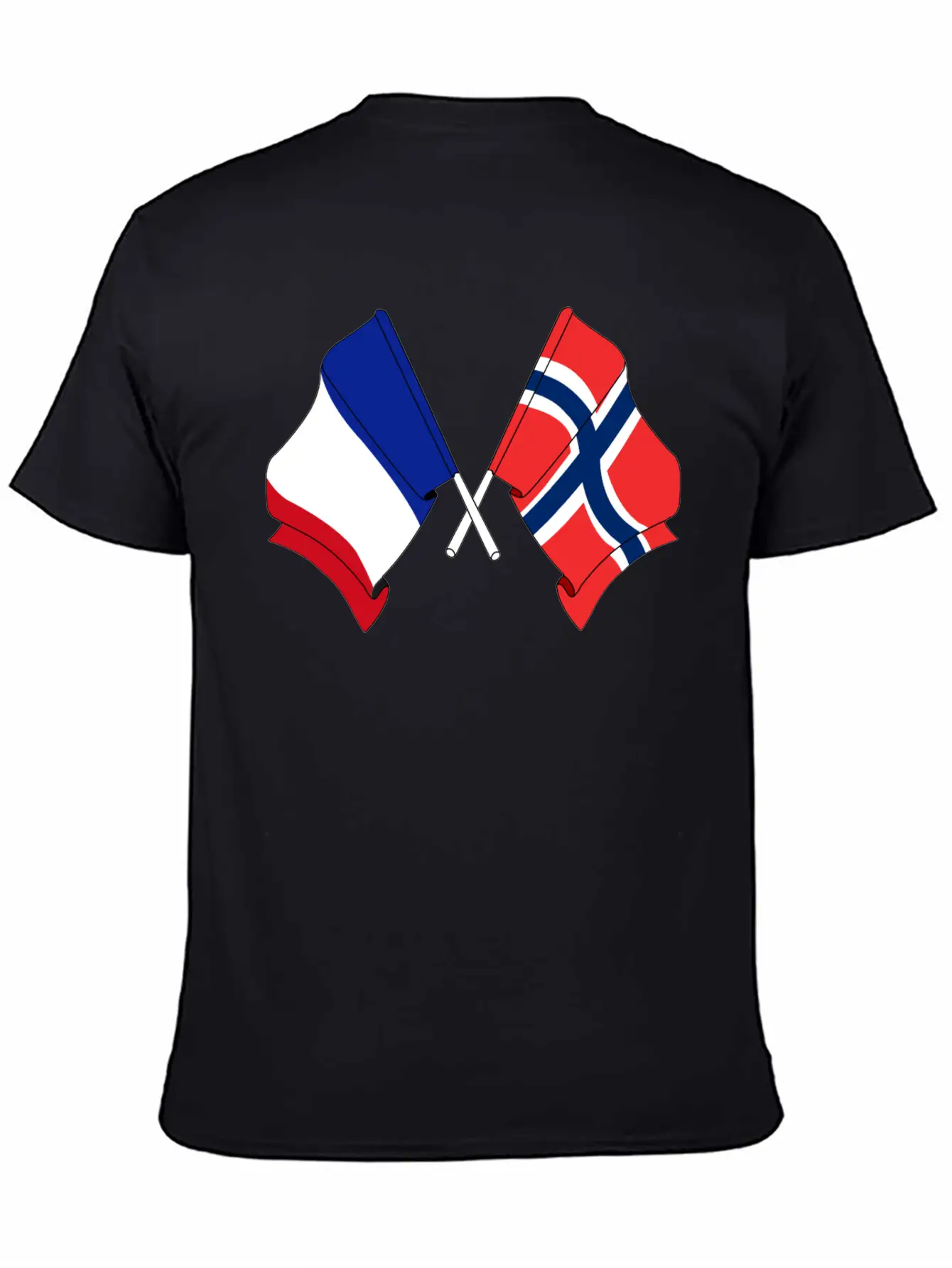 France Flag And Norway Flag Crossed Unisex Casual T-Shirt – Clean Design For Daily Comfort