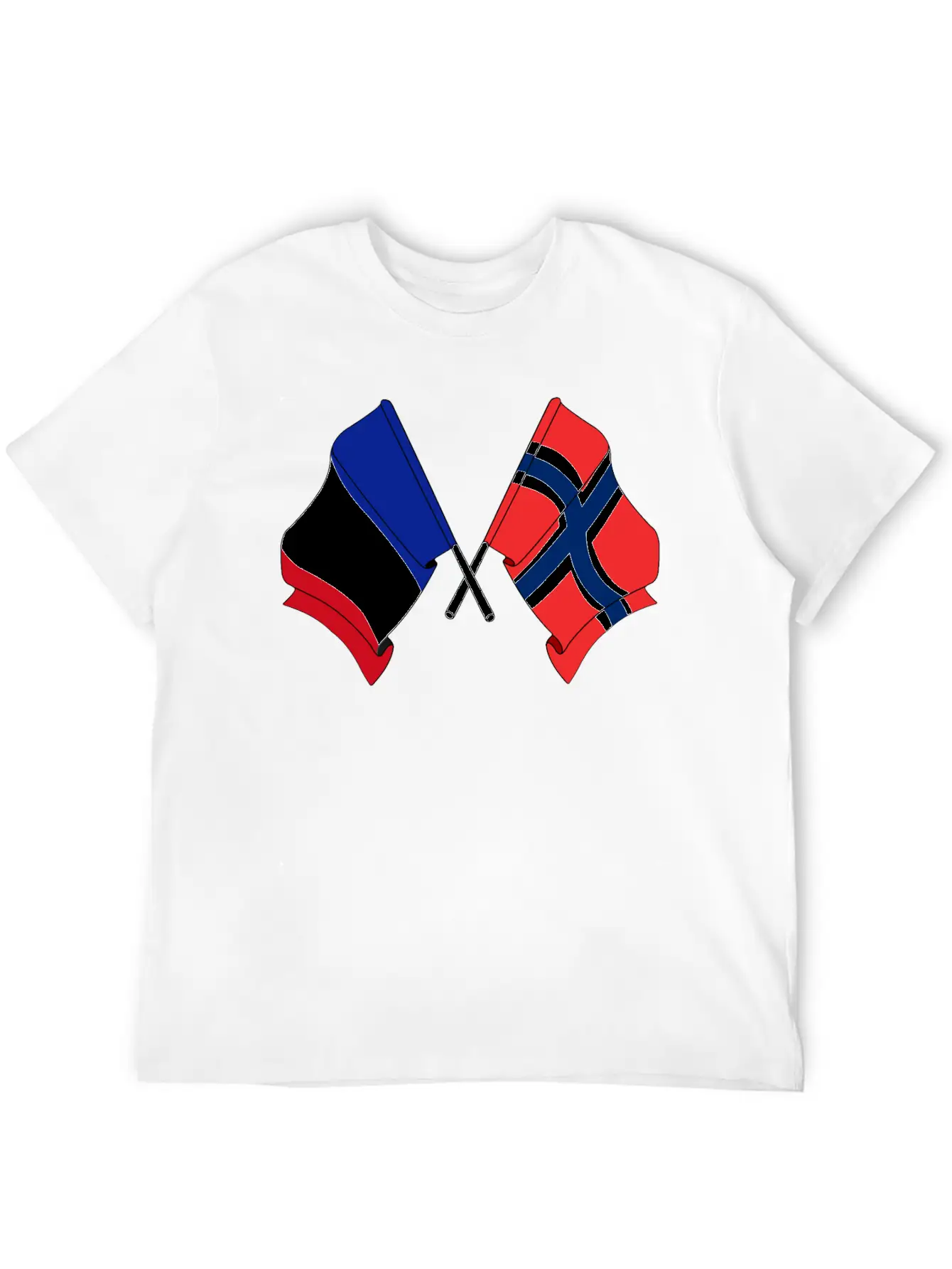France Flag And Norway Flag Crossed Unisex Casual T-Shirt – Clean Design For Daily Comfort