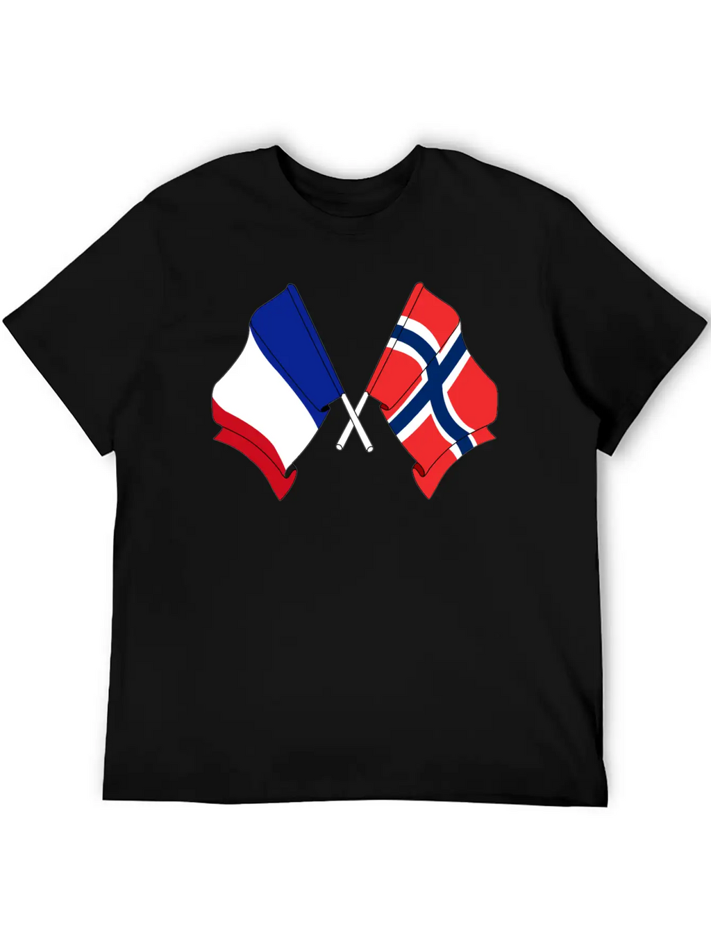 France Flag And Norway Flag Crossed Unisex Casual T-Shirt – Clean Design For Daily Comfort
