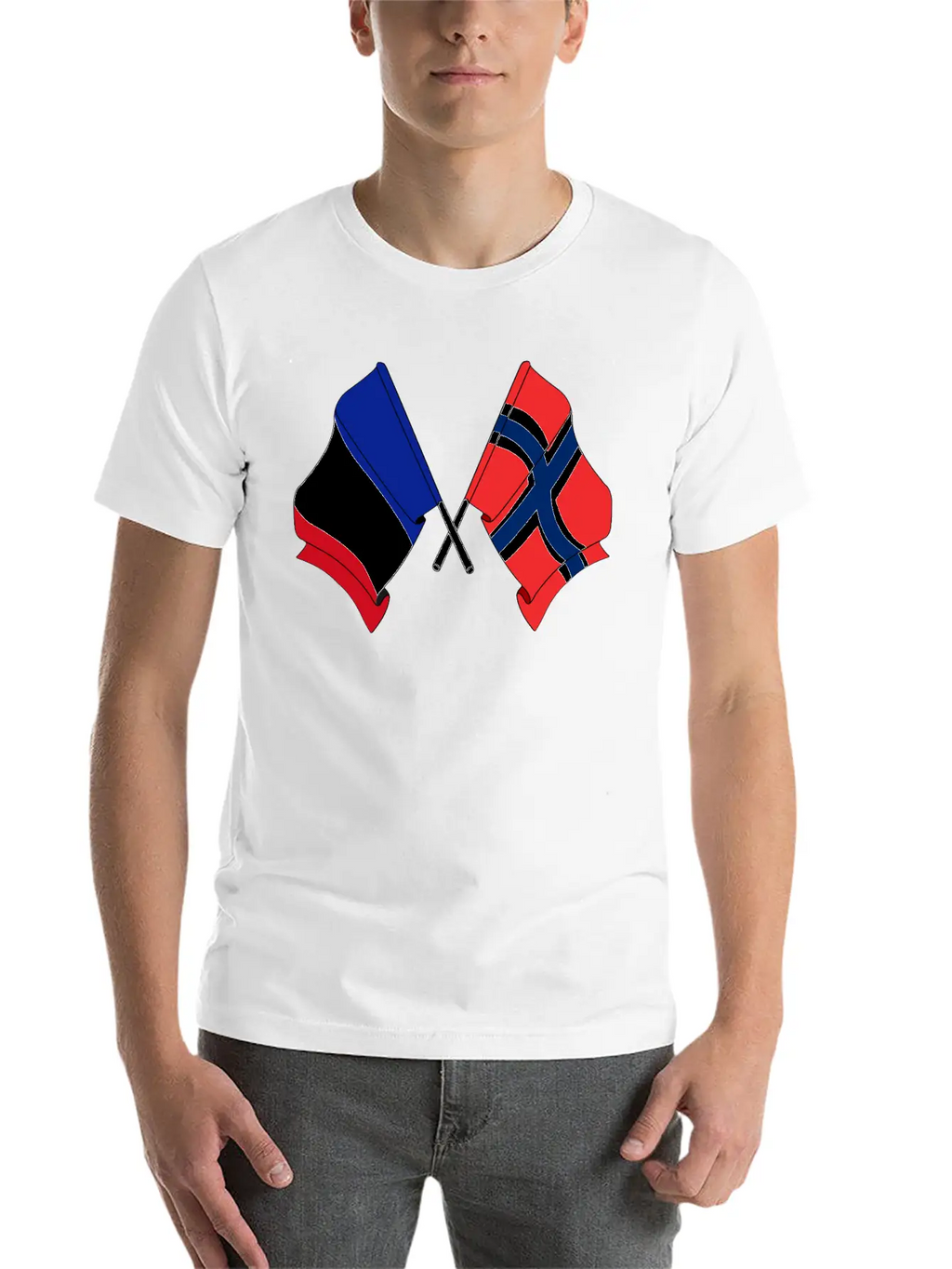 France Flag And Norway Flag Crossed Unisex Casual T-Shirt – Clean Design For Daily Comfort