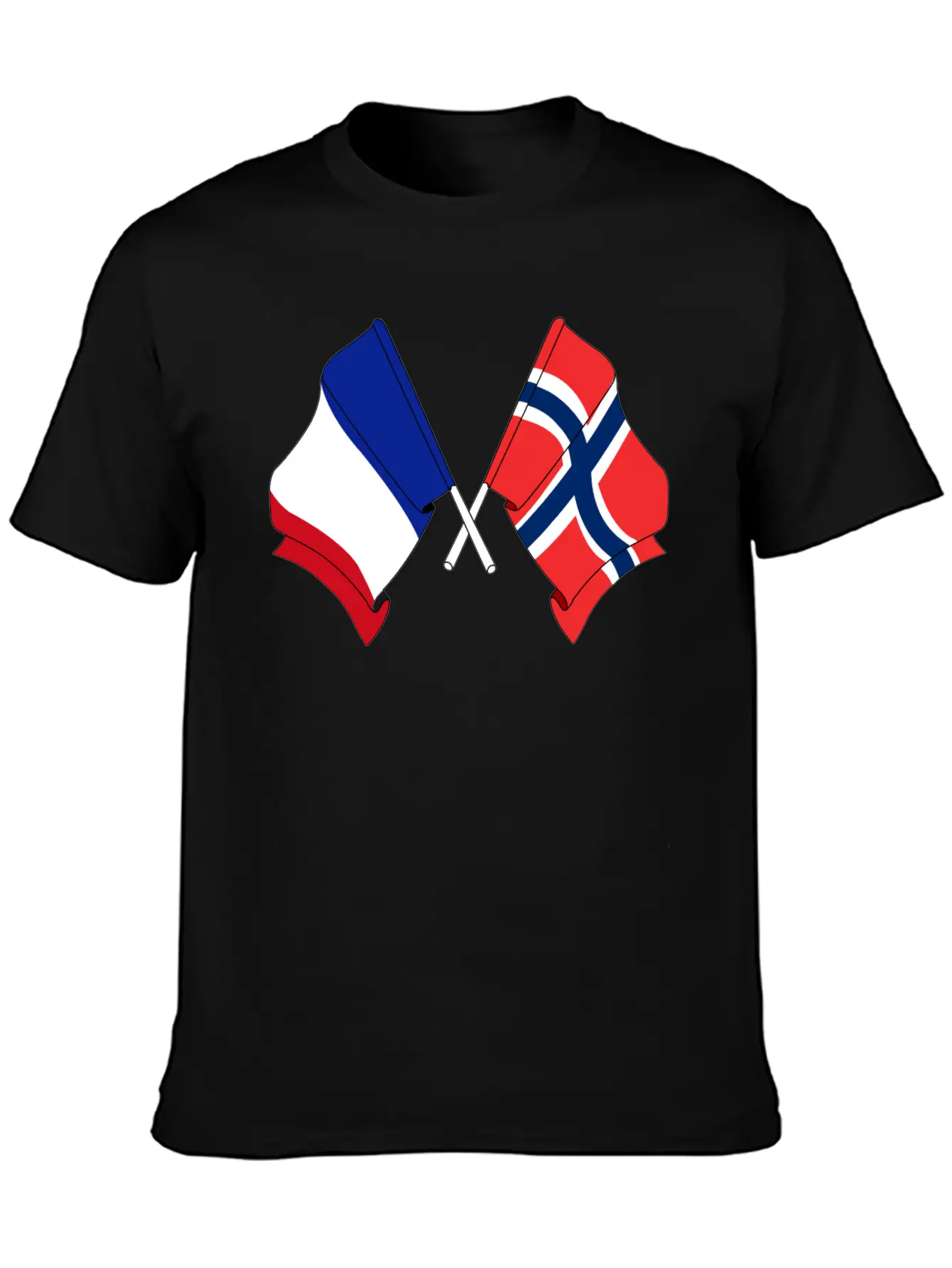 France Flag And Norway Flag Crossed Unisex Casual T-Shirt – Clean Design For Daily Comfort