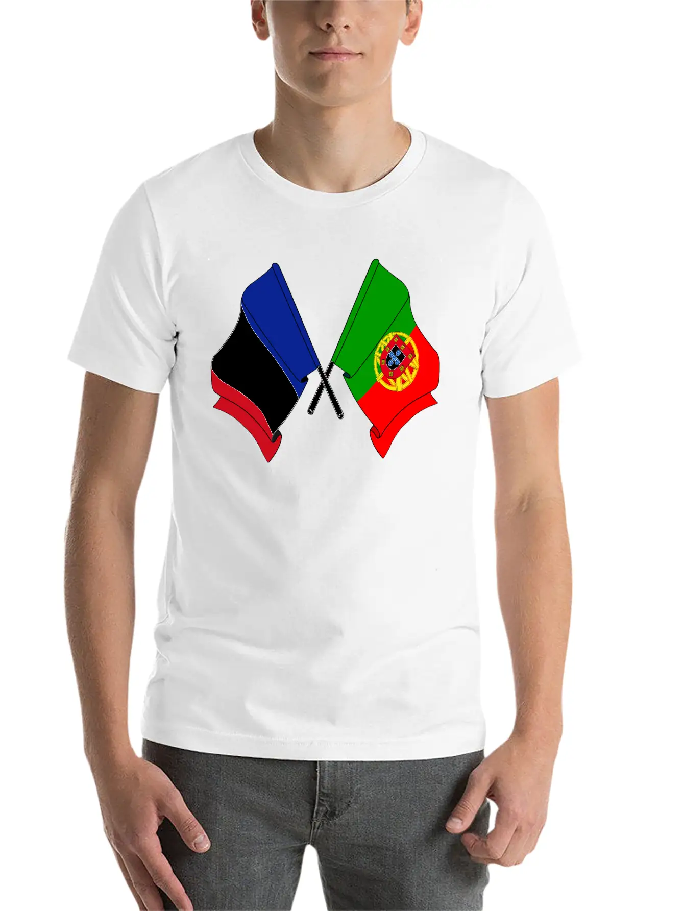 France Flag And Portugal Flag Crossed Essential Cotton Tee For Daily Outfits – Unisex Style