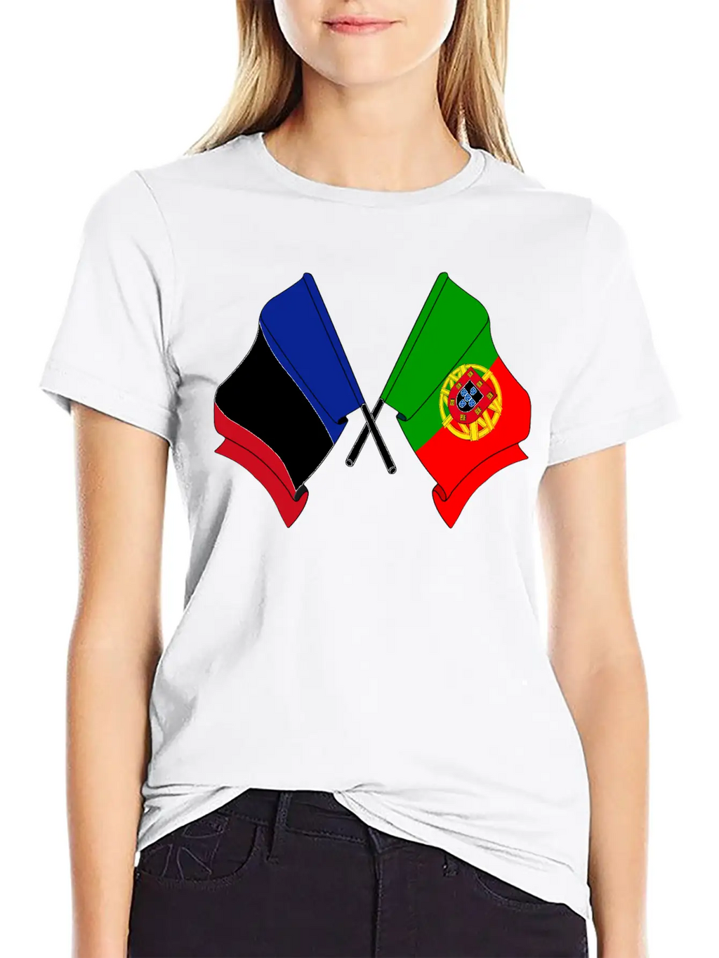 France Flag And Portugal Flag Crossed Essential Cotton Tee For Daily Outfits – Unisex Style