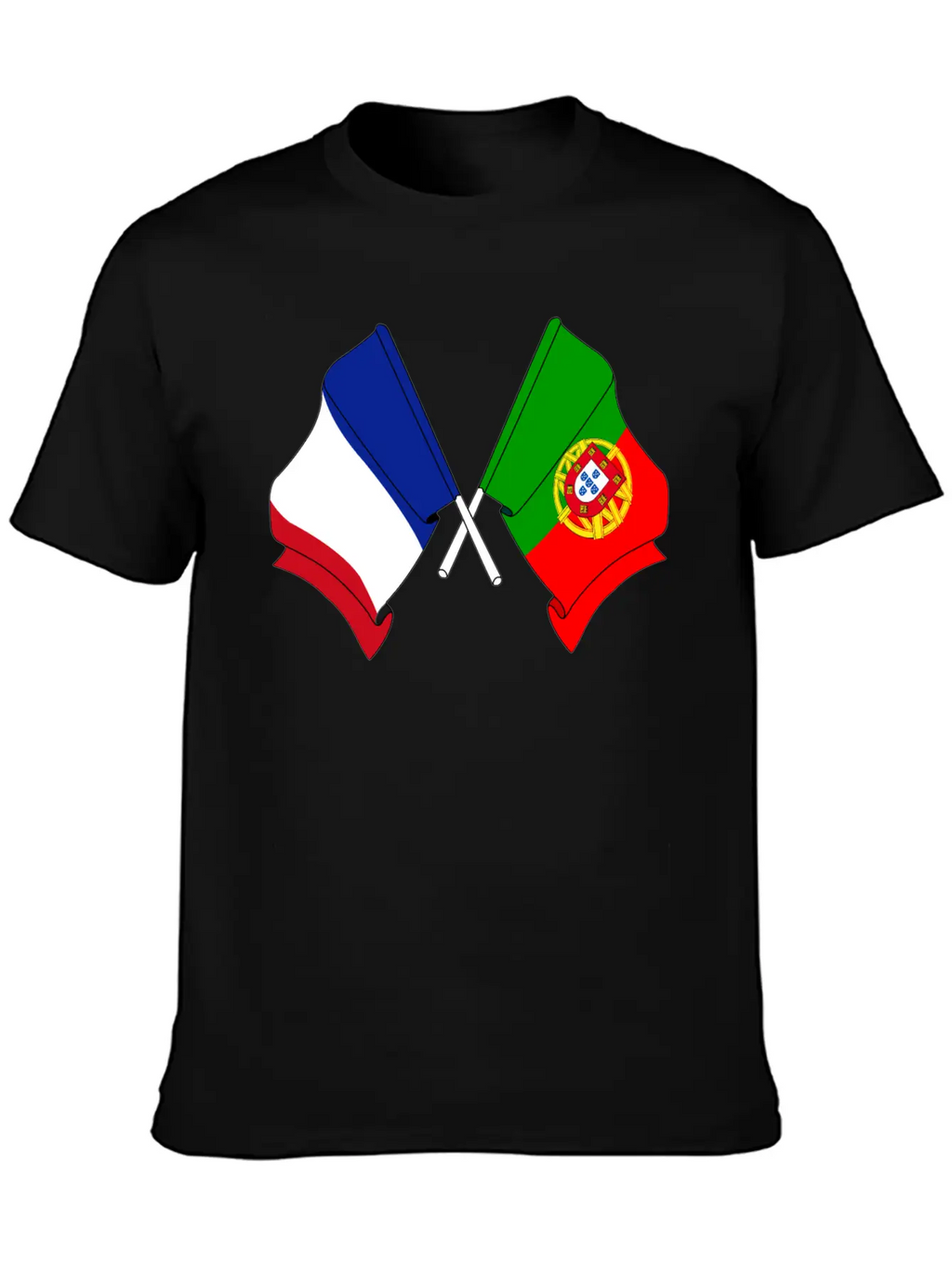 France Flag And Portugal Flag Crossed Essential Cotton Tee For Daily Outfits – Unisex Style