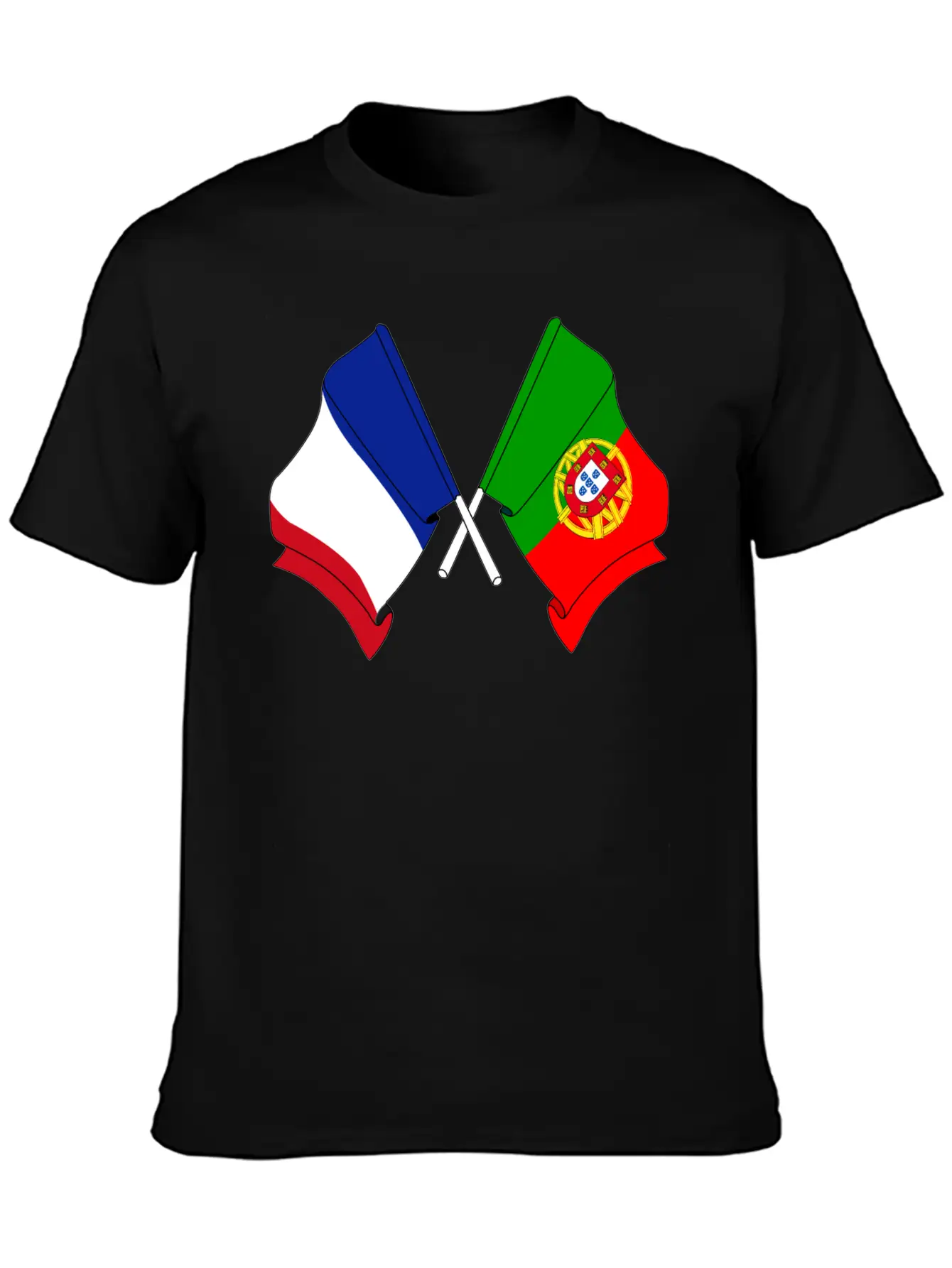 France Flag And Portugal Flag Crossed Essential Cotton Tee For Daily Outfits – Unisex Style