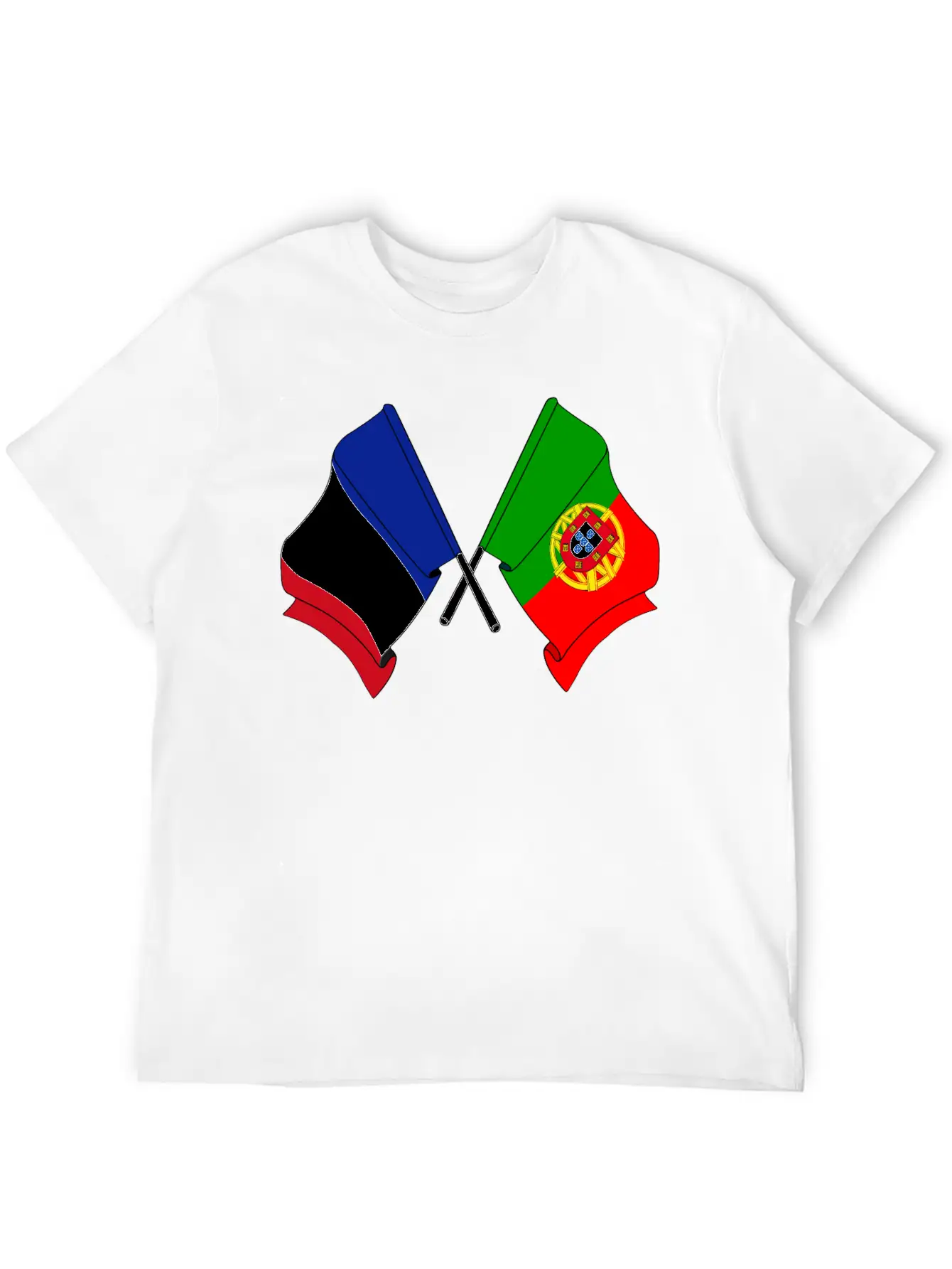 France Flag And Portugal Flag Crossed Essential Cotton Tee For Daily Outfits – Unisex Style