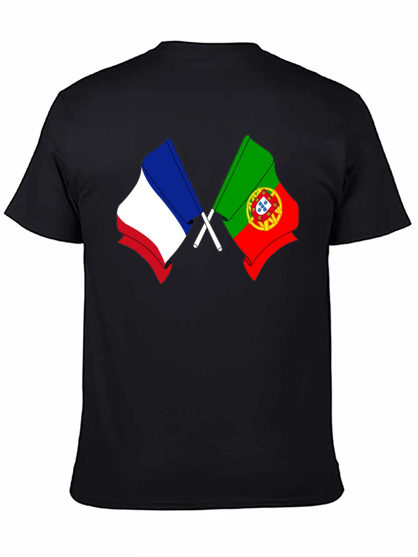 France Flag And Portugal Flag Crossed Essential Cotton Tee For Daily Outfits – Unisex Style