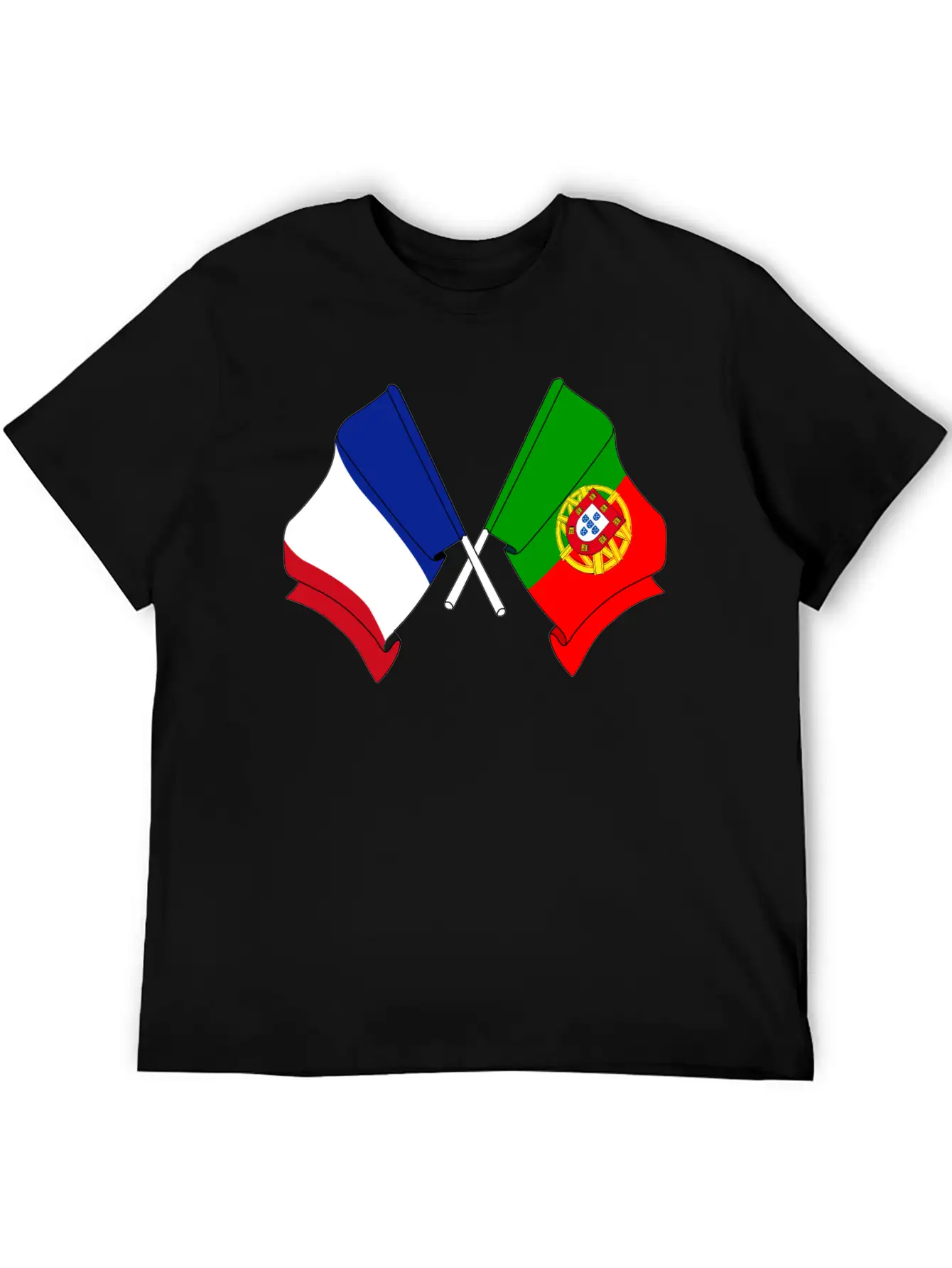 France Flag And Portugal Flag Crossed Essential Cotton Tee For Daily Outfits – Unisex Style