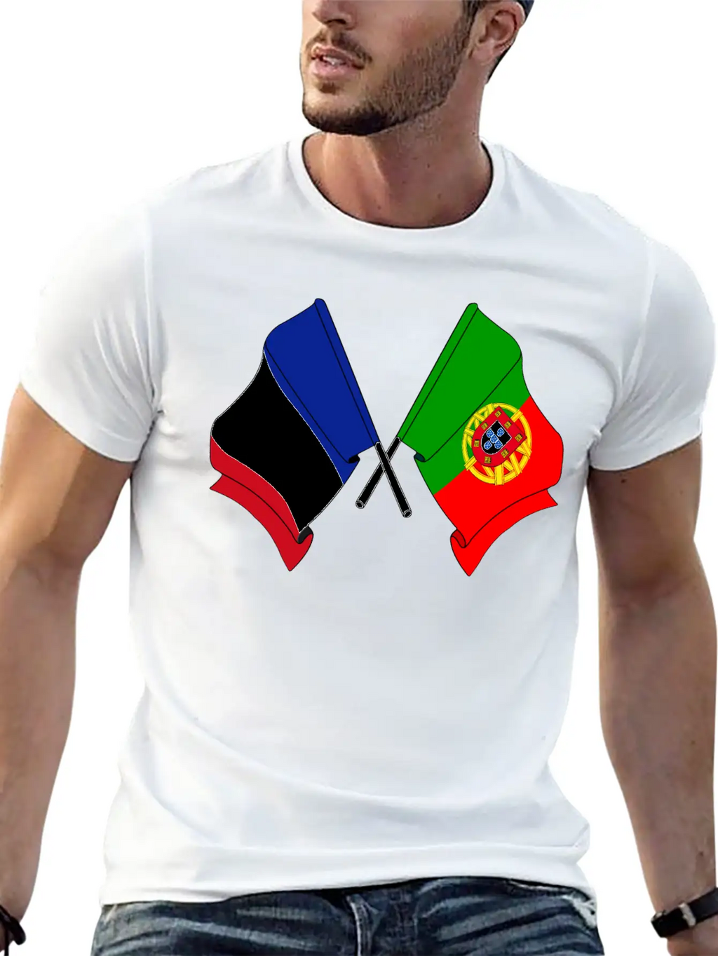 France Flag And Portugal Flag Crossed Essential Cotton Tee For Daily Outfits – Unisex Style
