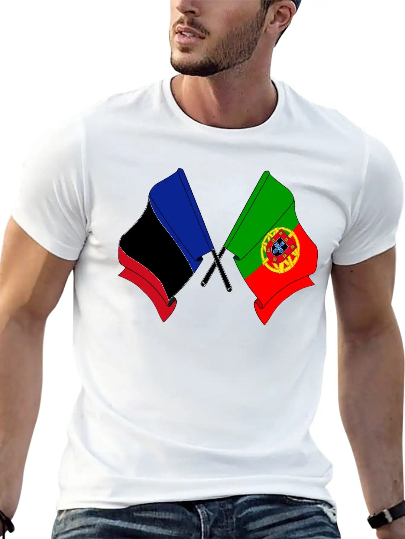 France Flag And Portugal Flag Crossed Essential Cotton Tee For Daily Outfits – Unisex Style