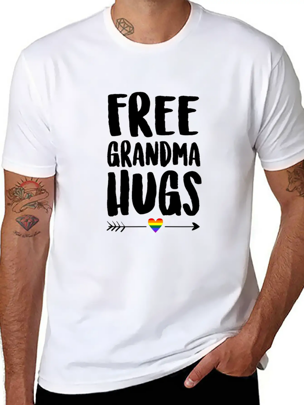 Free Grandma Hugs Arrow Rainbow Gay Pride TShirt Classic Cotton Tee – Unisex Comfort For Any Season