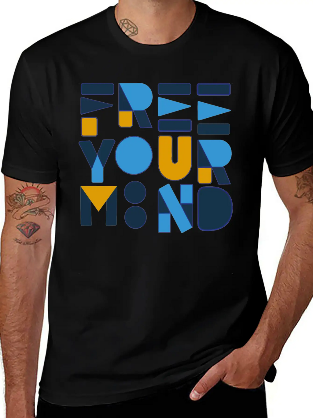 Free Your Mind Typography Design Stylish Everyday T-Shirt – Unisex Basic Cotton Tee