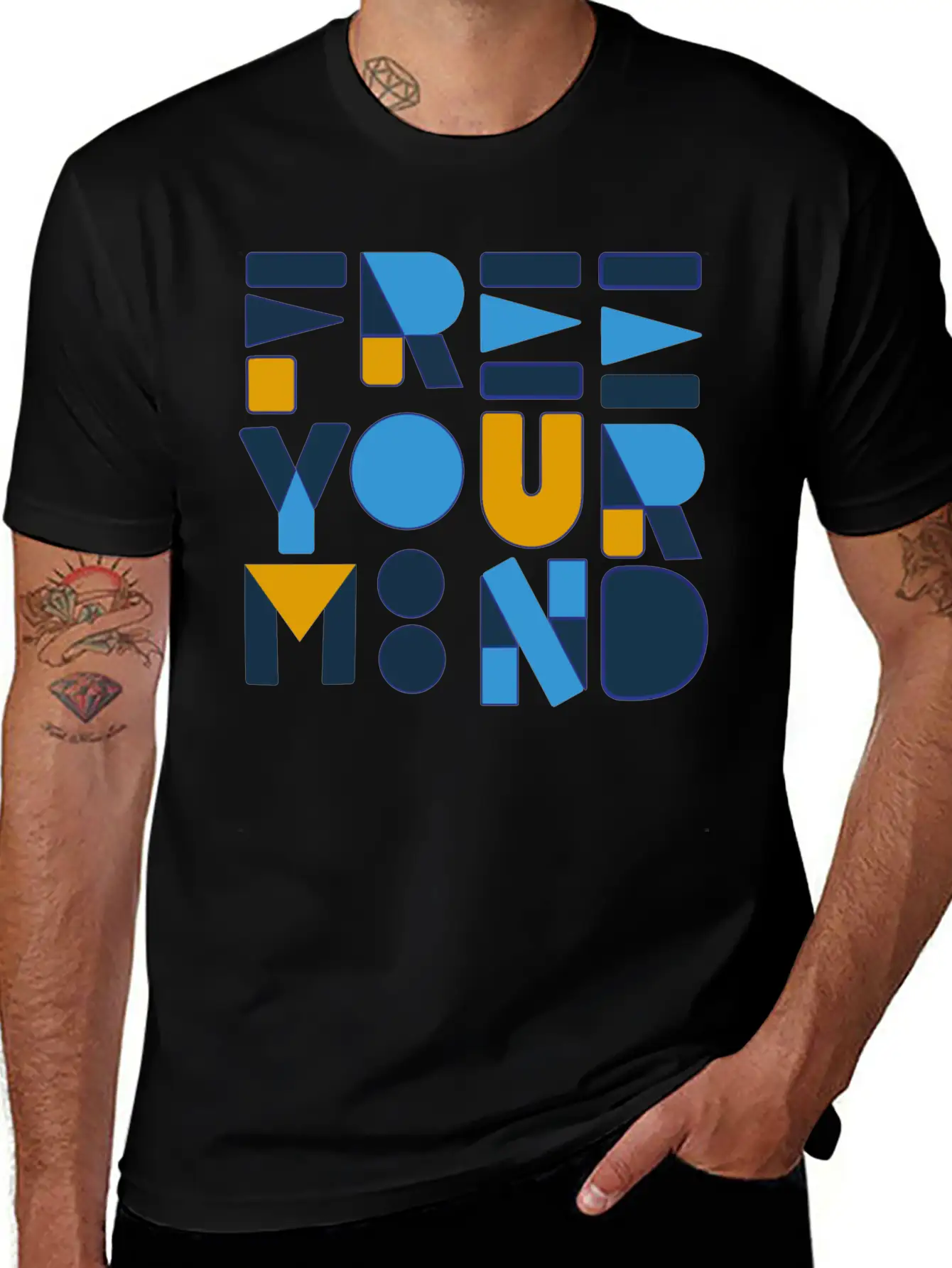 Free Your Mind Typography Design Stylish Everyday T-Shirt – Unisex Basic Cotton Tee