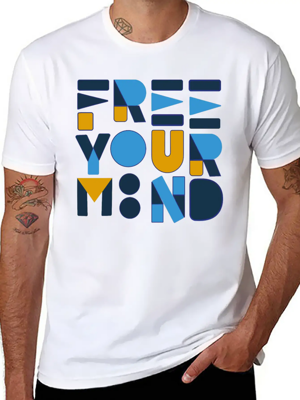 Free Your Mind Typography Design Stylish Everyday T-Shirt – Unisex Basic Cotton Tee