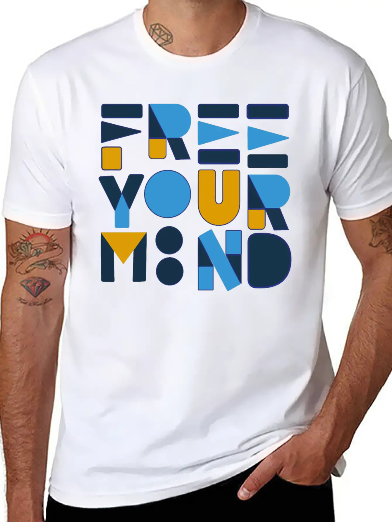 Free Your Mind Typography Design Stylish Everyday T-Shirt – Unisex Basic Cotton Tee