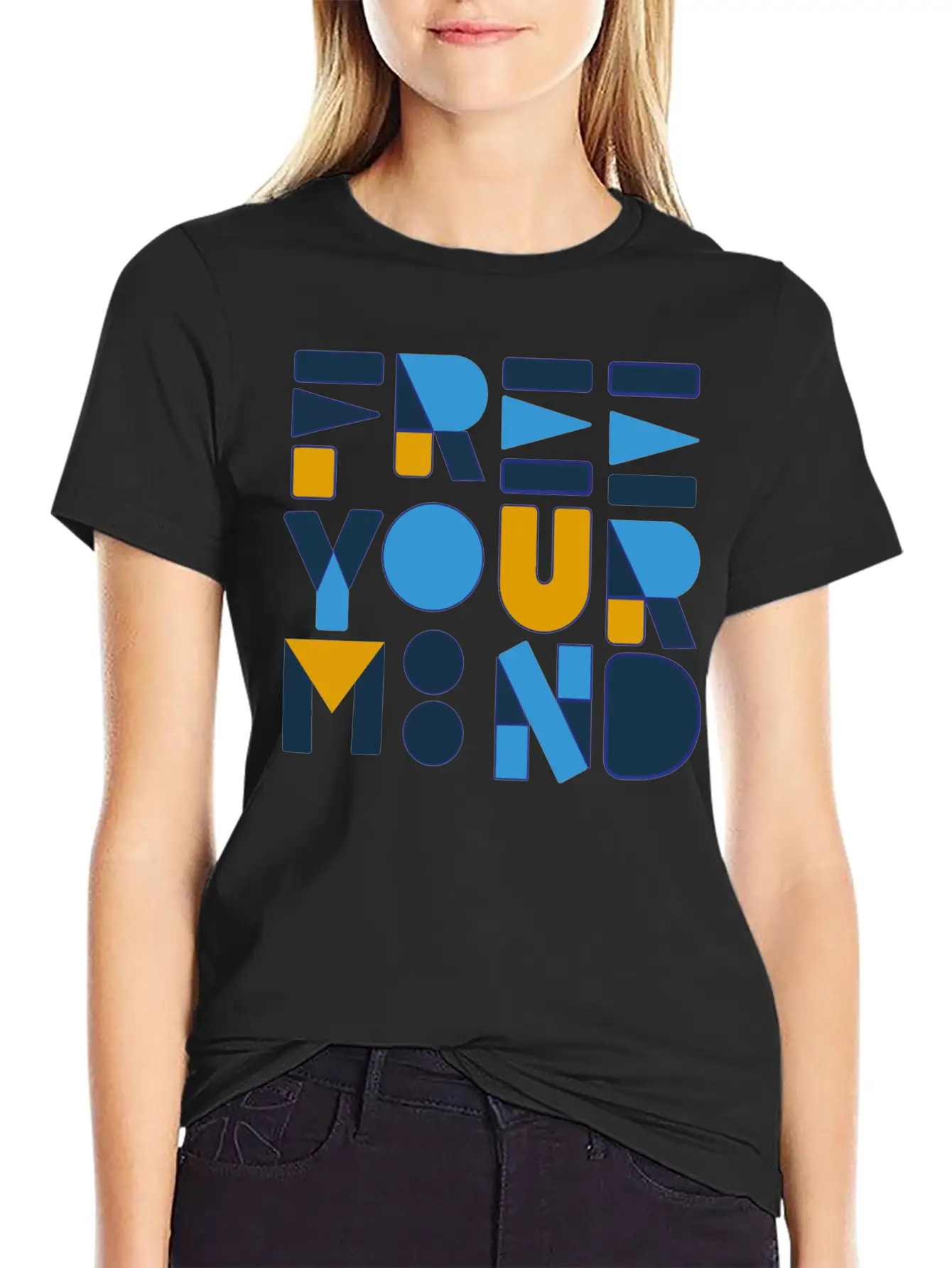 Free Your Mind Typography Design Stylish Everyday T-Shirt – Unisex Basic Cotton Tee