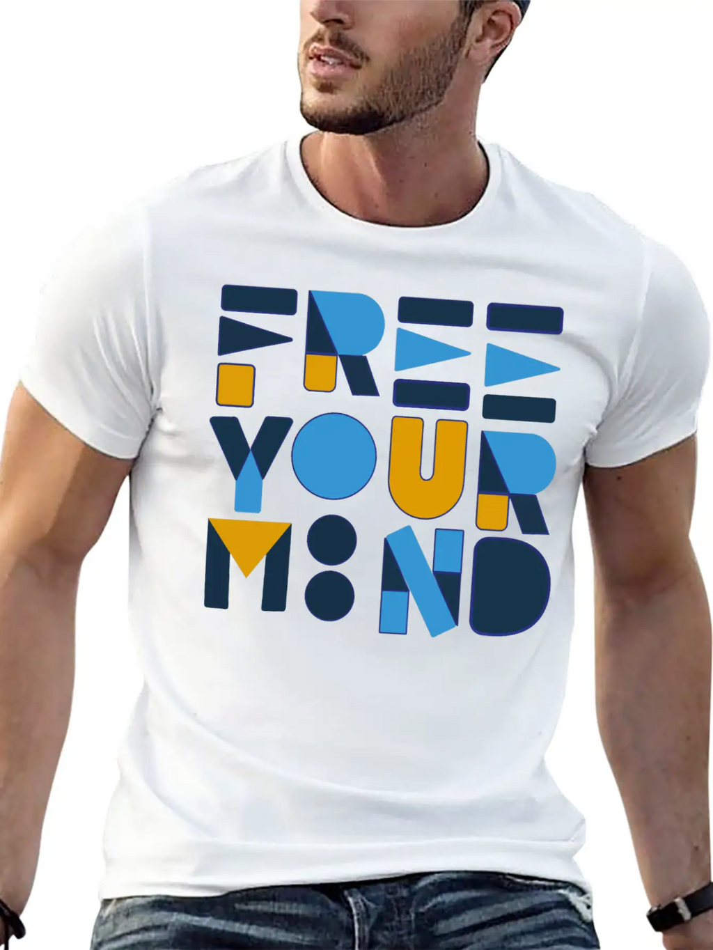 Free Your Mind Typography Design Stylish Everyday T-Shirt – Unisex Basic Cotton Tee