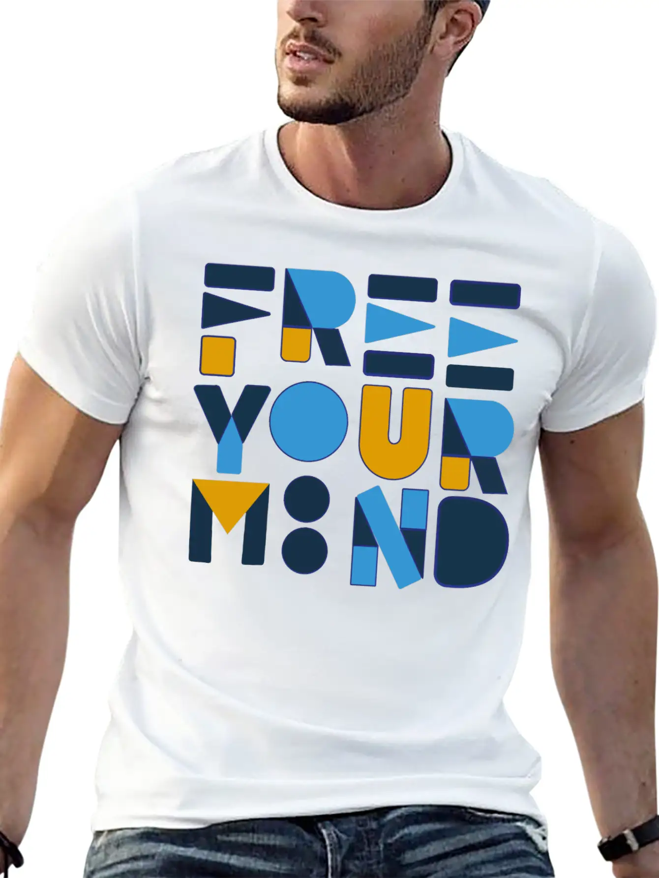 Free Your Mind Typography Design Stylish Everyday T-Shirt – Unisex Basic Cotton Tee