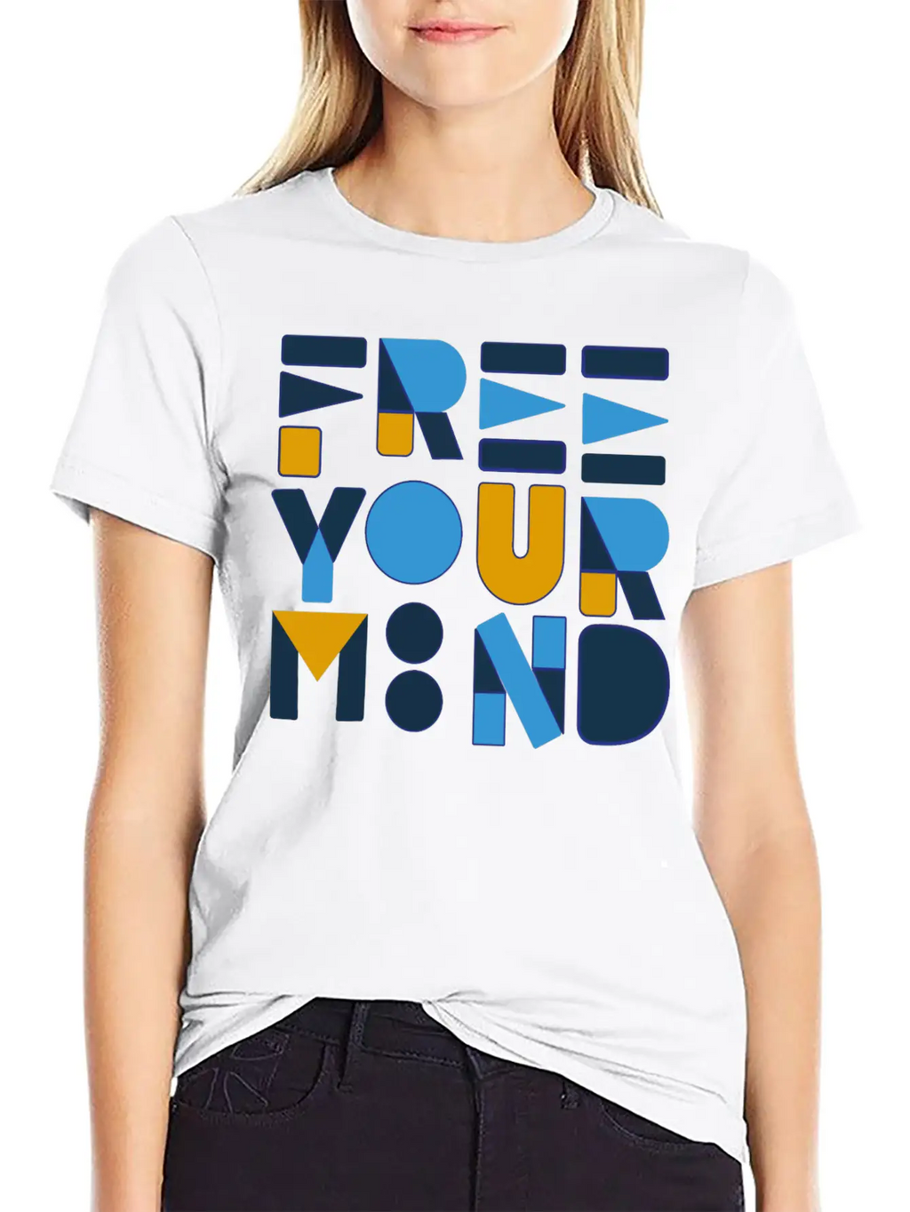 Free Your Mind Typography Design Stylish Everyday T-Shirt – Unisex Basic Cotton Tee