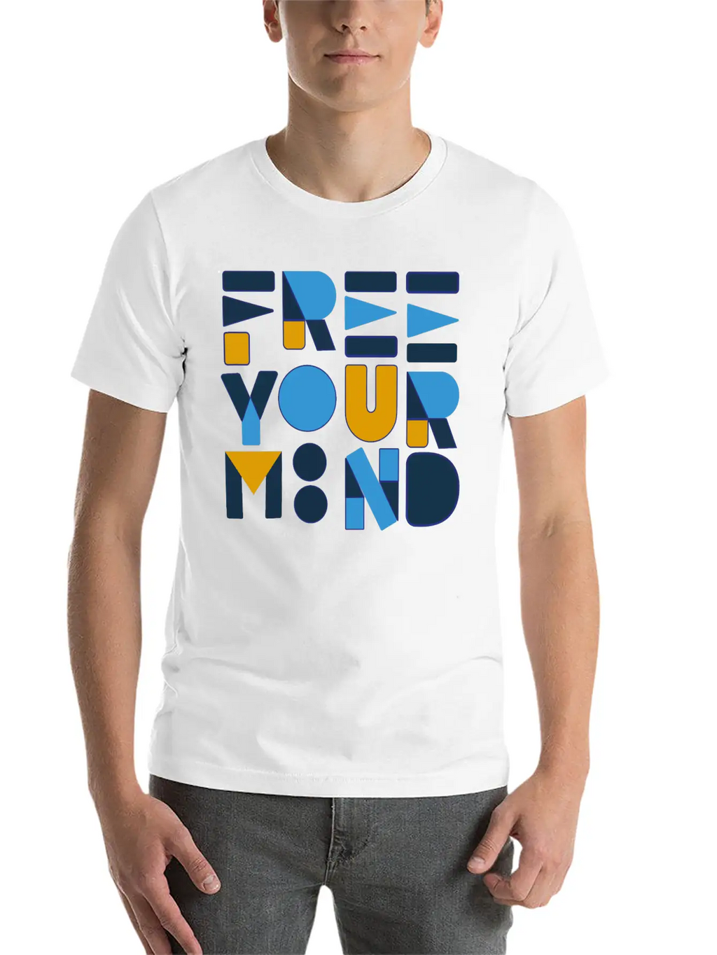 Free Your Mind Typography Design Stylish Everyday T-Shirt – Unisex Basic Cotton Tee