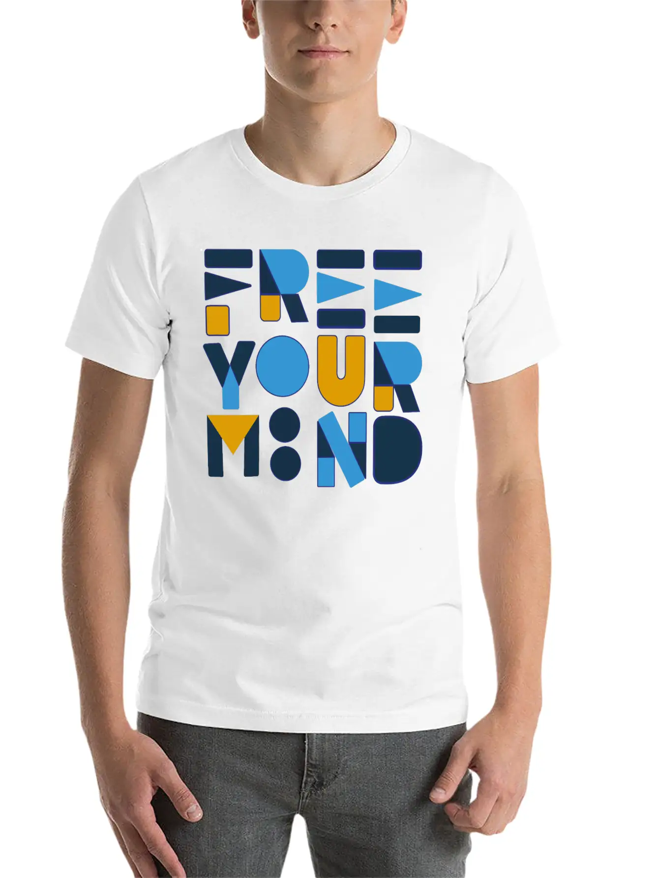Free Your Mind Typography Design Stylish Everyday T-Shirt – Unisex Basic Cotton Tee
