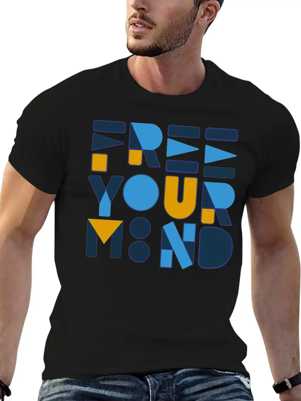 Free Your Mind Typography Design Stylish Everyday T-Shirt – Unisex Basic Cotton Tee