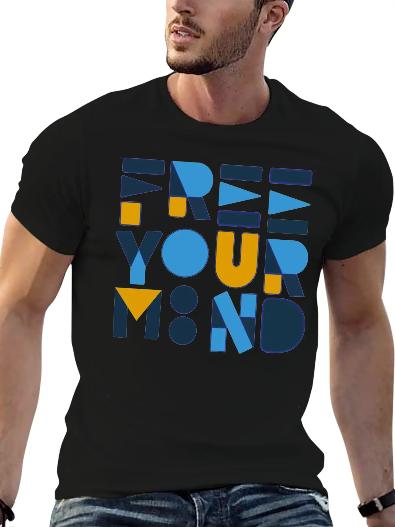 Free Your Mind Typography Design Stylish Everyday T-Shirt – Unisex Basic Cotton Tee