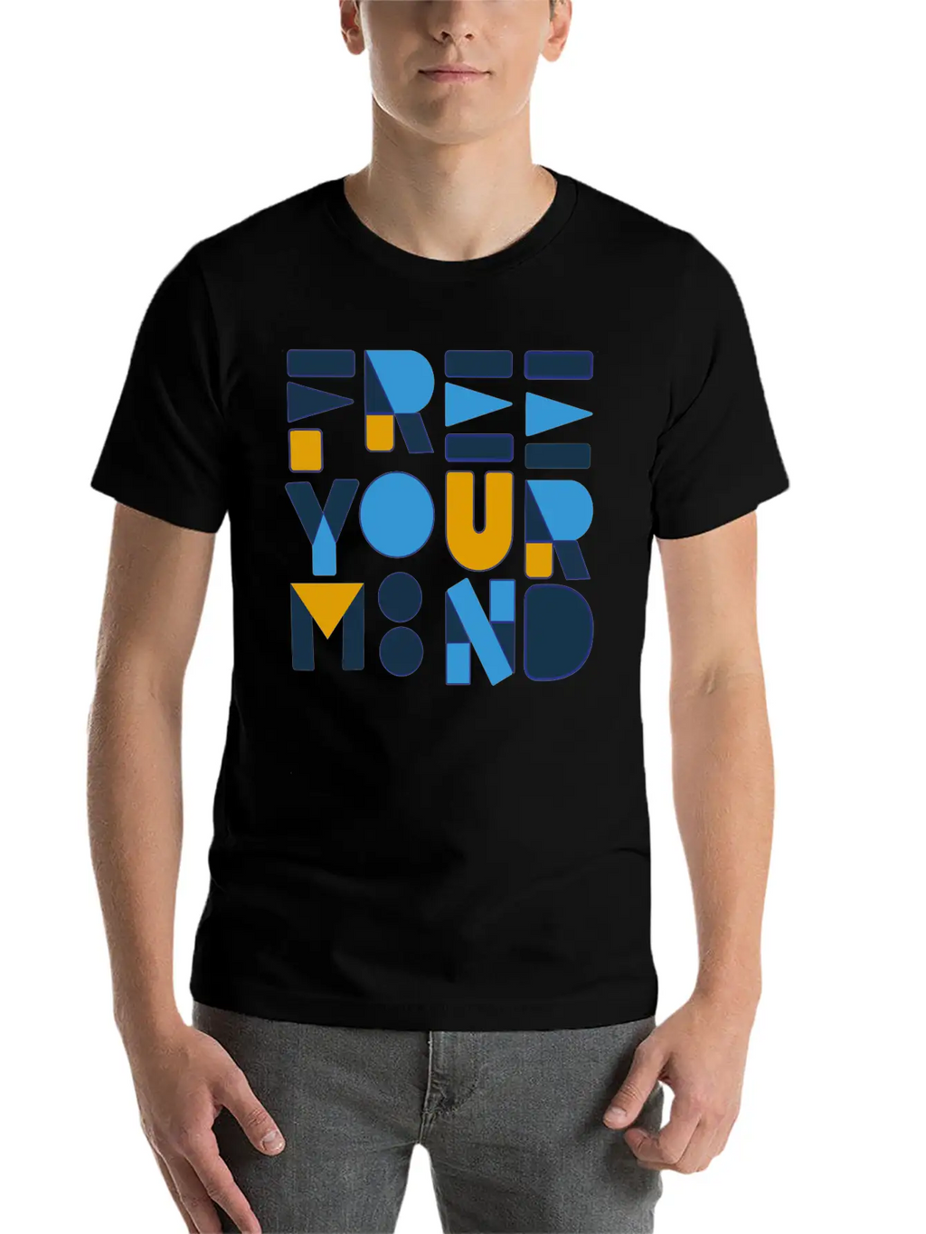 Free Your Mind Typography Design Stylish Everyday T-Shirt – Unisex Basic Cotton Tee